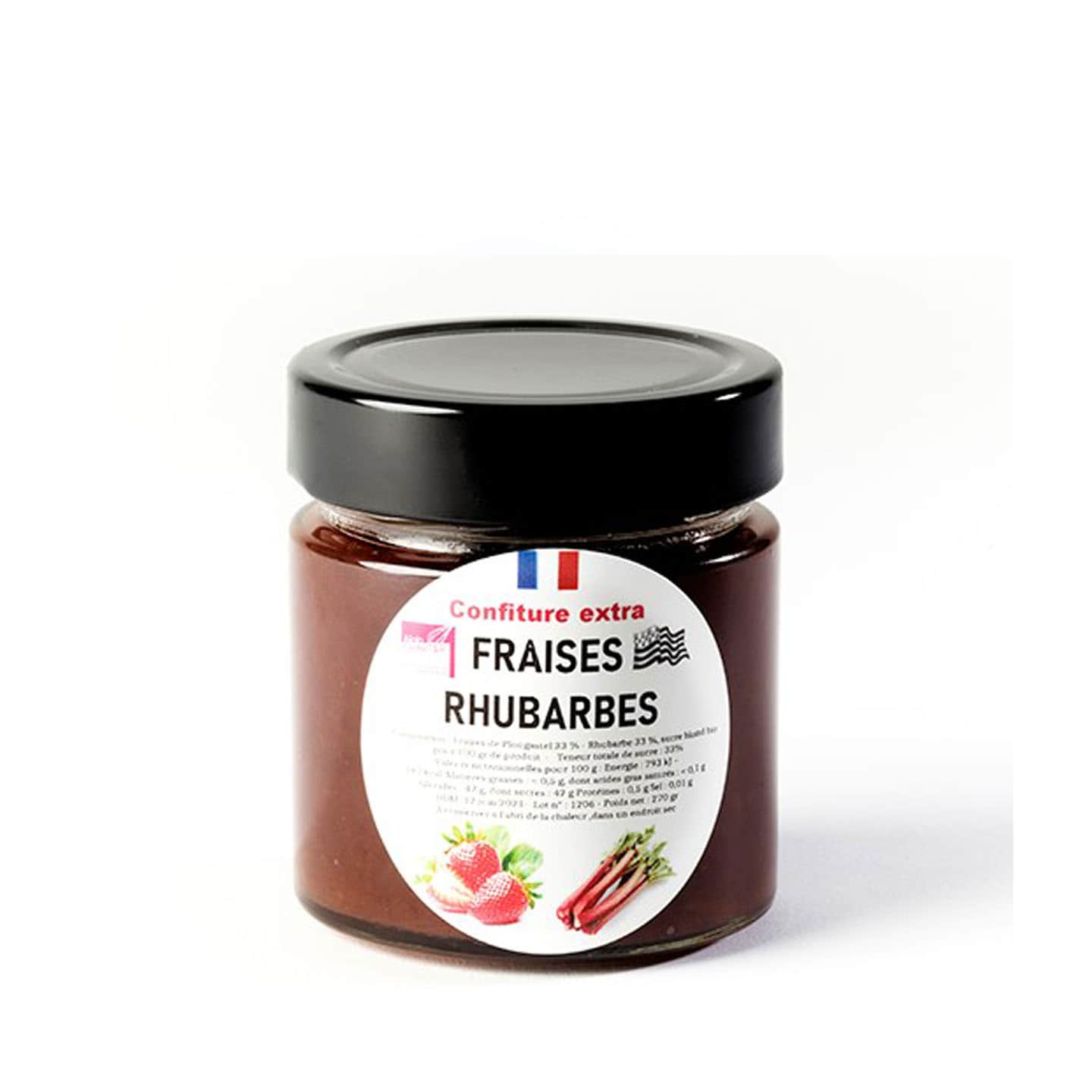 Confiture Fraises Rhubarbe 'Extra' 270g Breizh