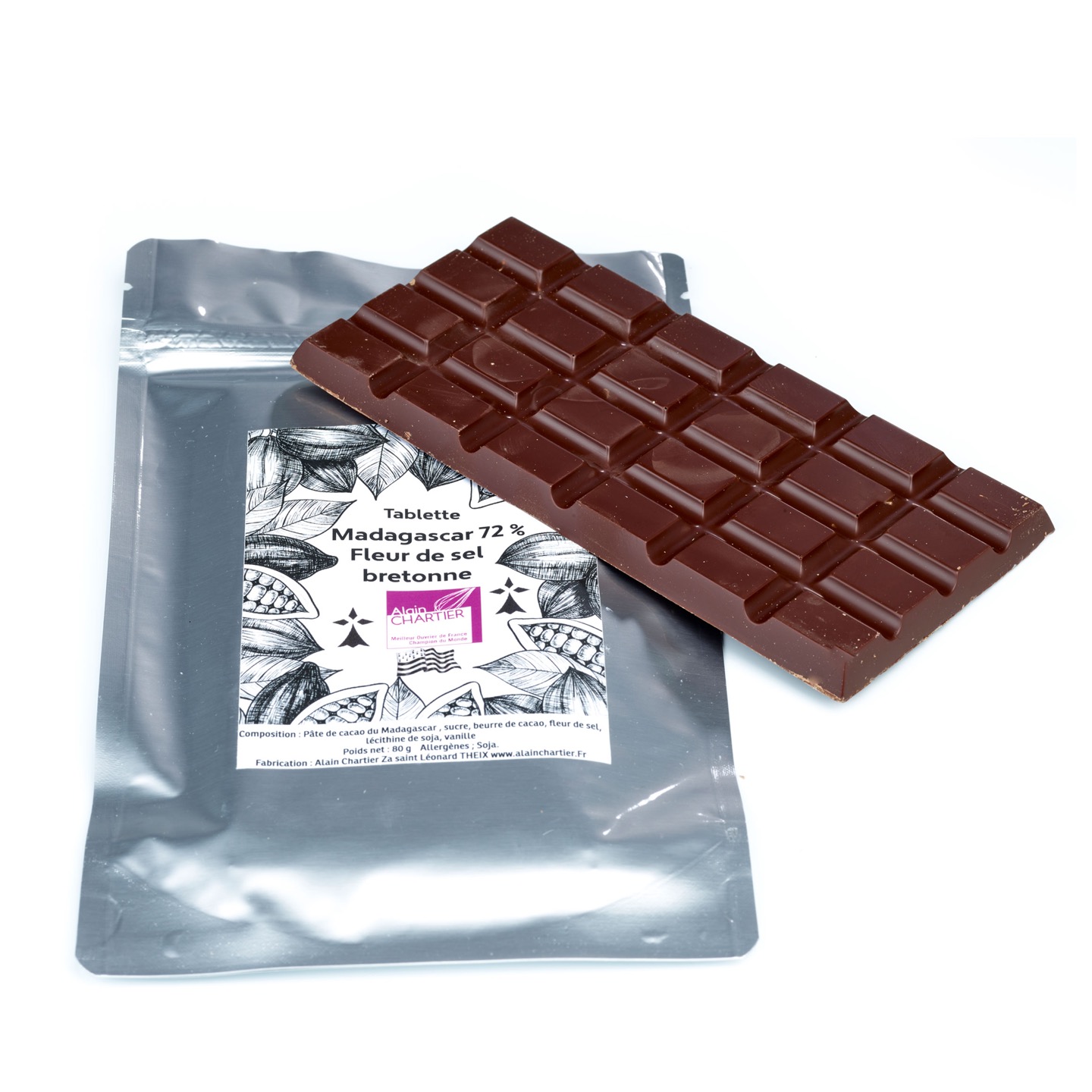 Tablette Chocolat Noir Fleur de Sel 72% Breizh 80g