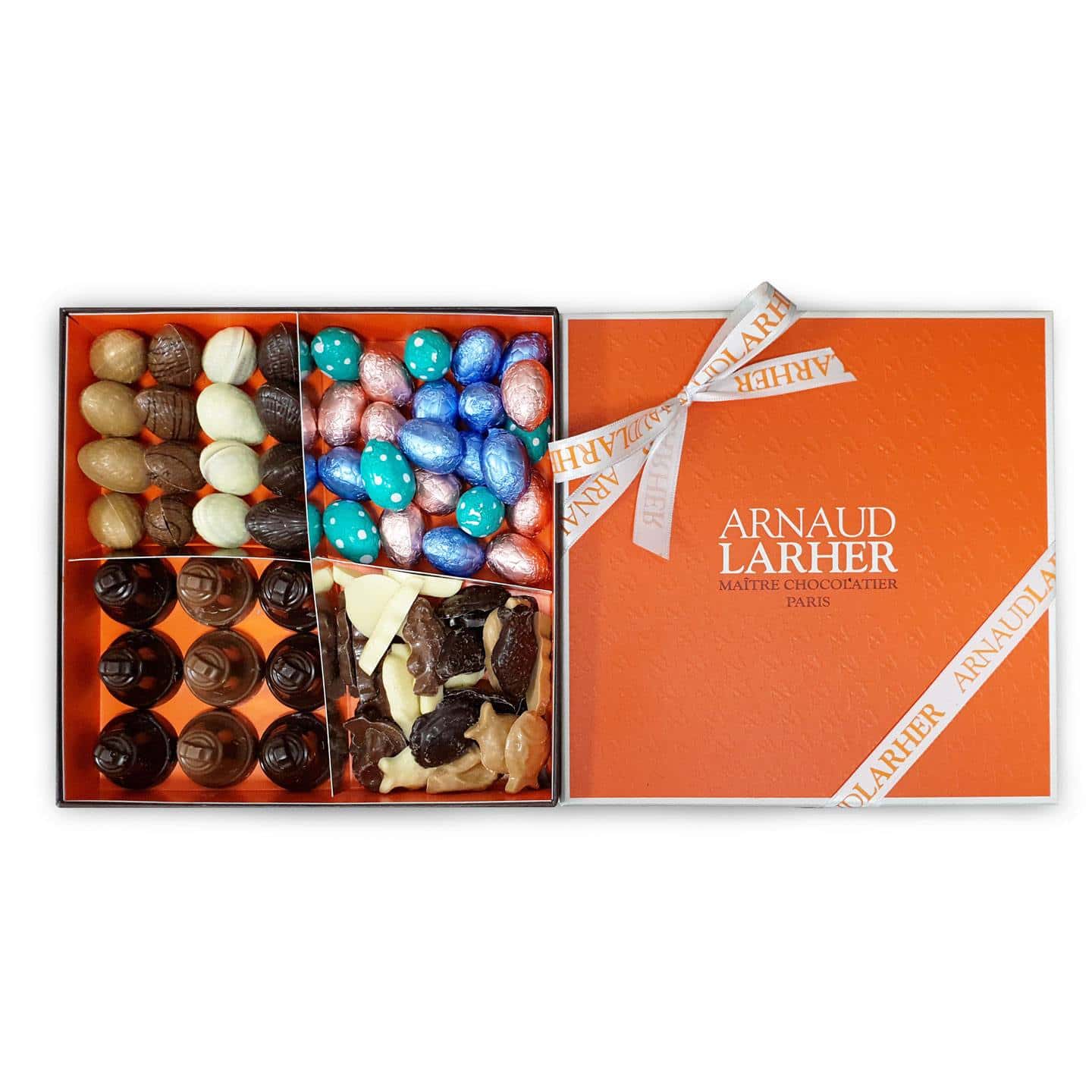 Assortiment Praliné & Chocolat Noir, Lait, Blond et Blanc Pâques 570g