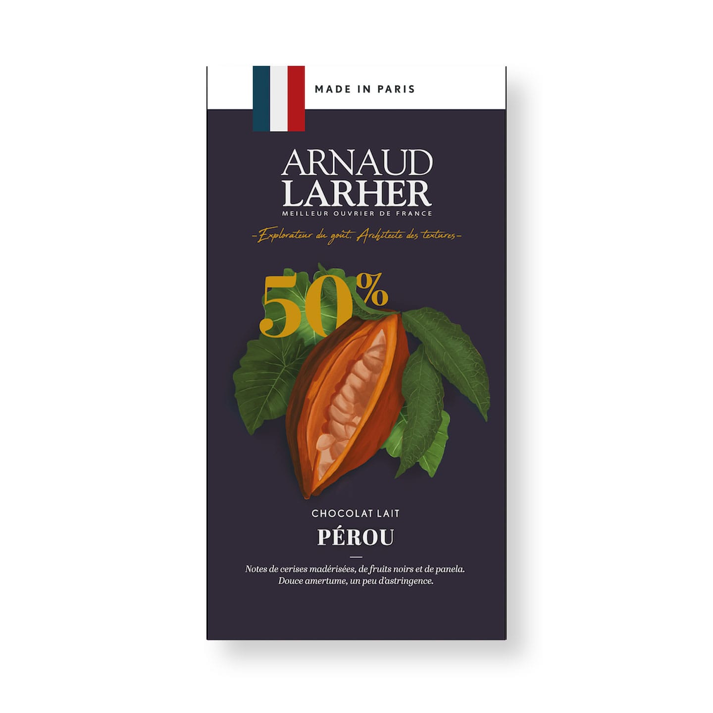 Tablette Chocolat Lait 50% origine Pérou 75g