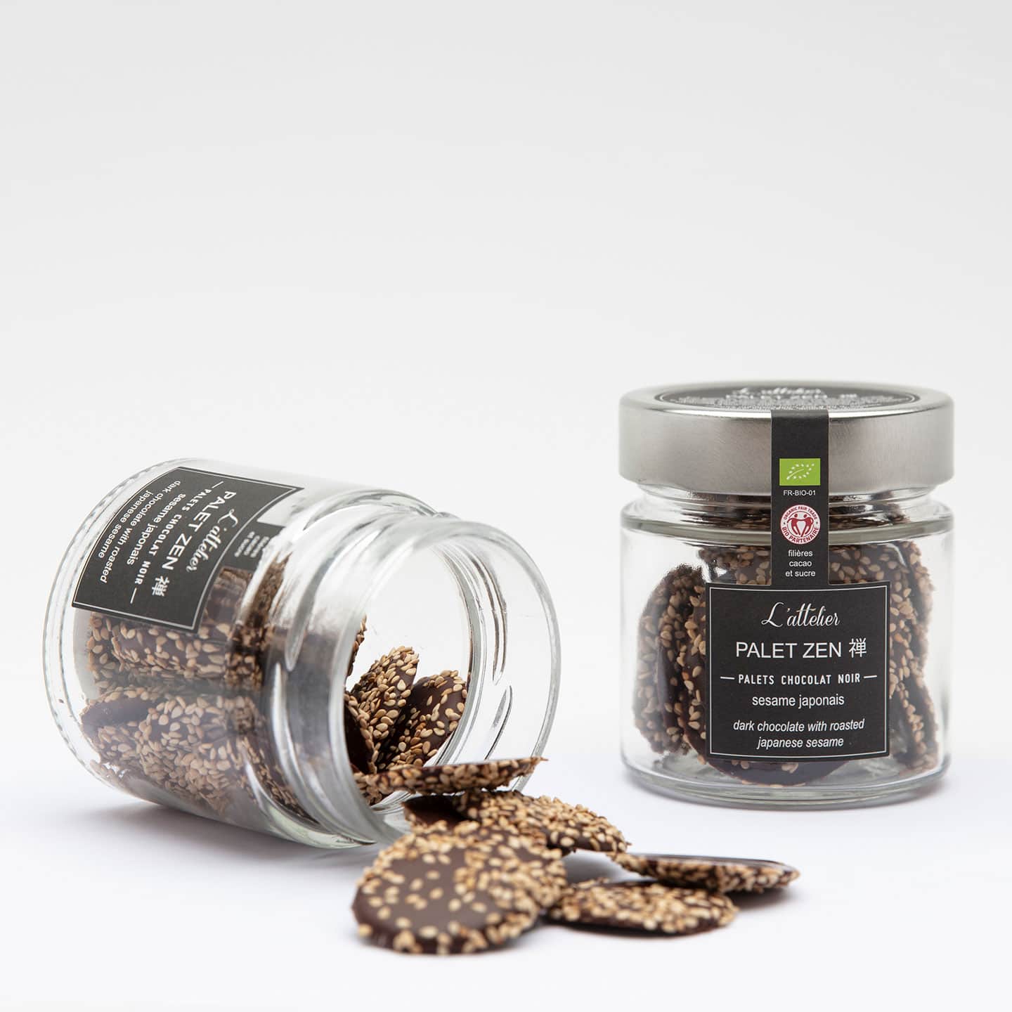 Palets Chocolat Noir Sésame 85g