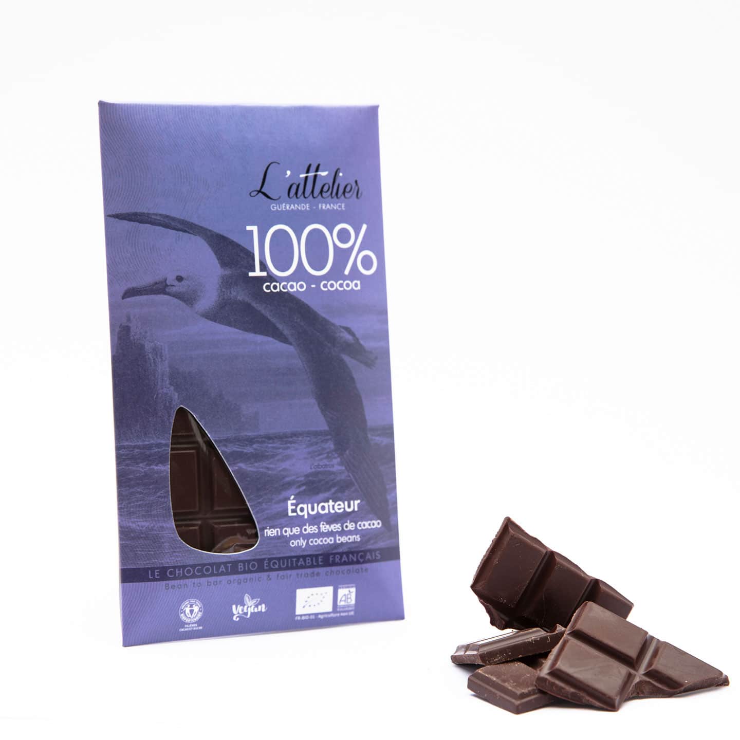 Tablette Chocolat Noir 100% origine Equateur 75g Bean to Bar