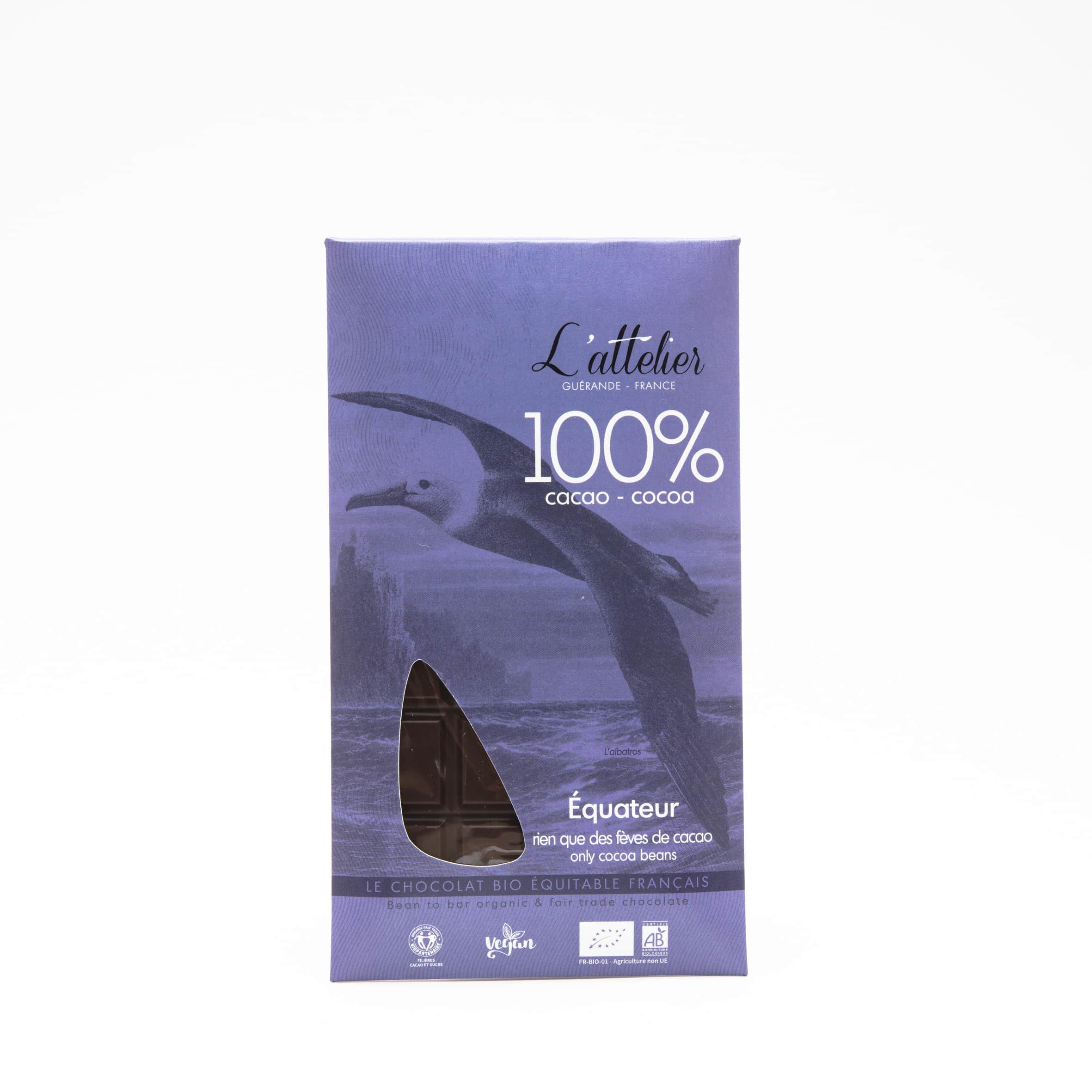Tablette Chocolat Noir 100% origine Equateur 75g Bean to Bar