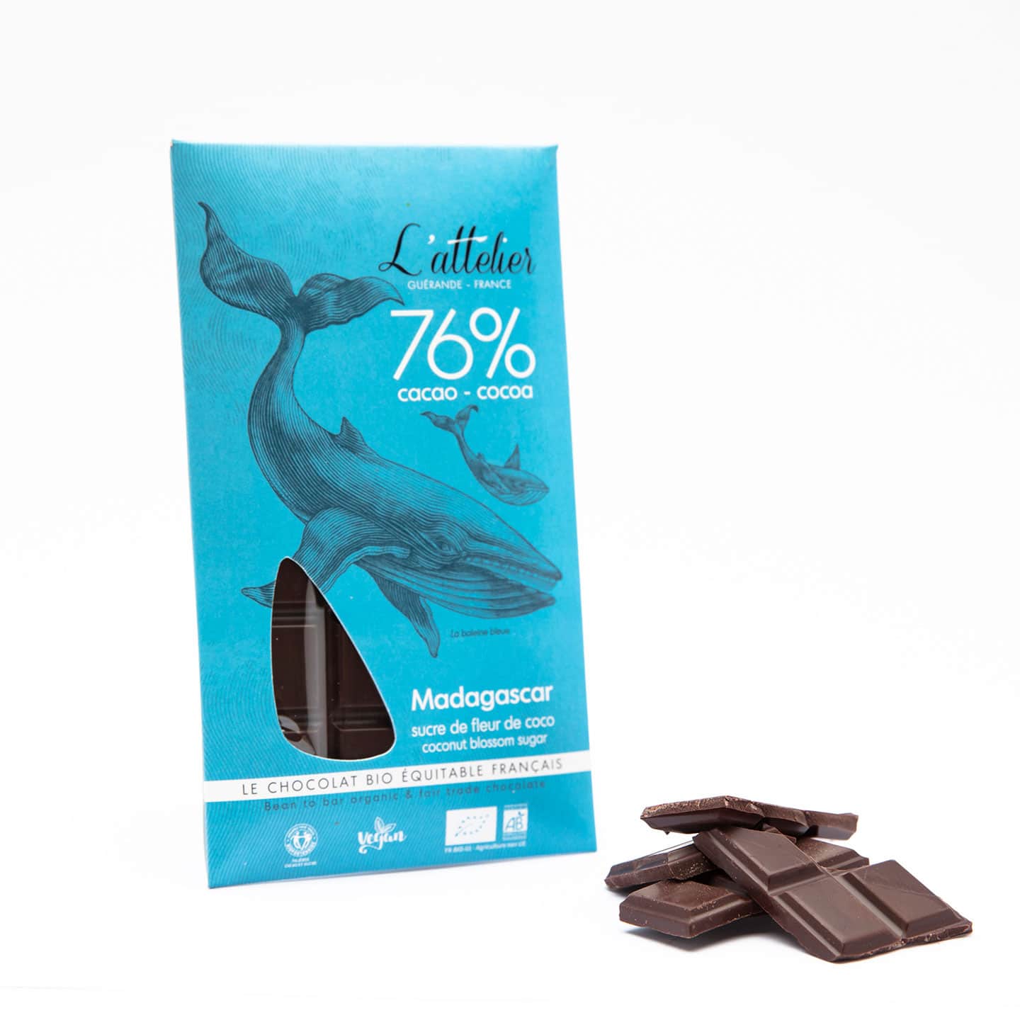 Tablette Chocolat Noir Sucre Fleur Coco 76% origine Madagascar 75g Bean to Bar