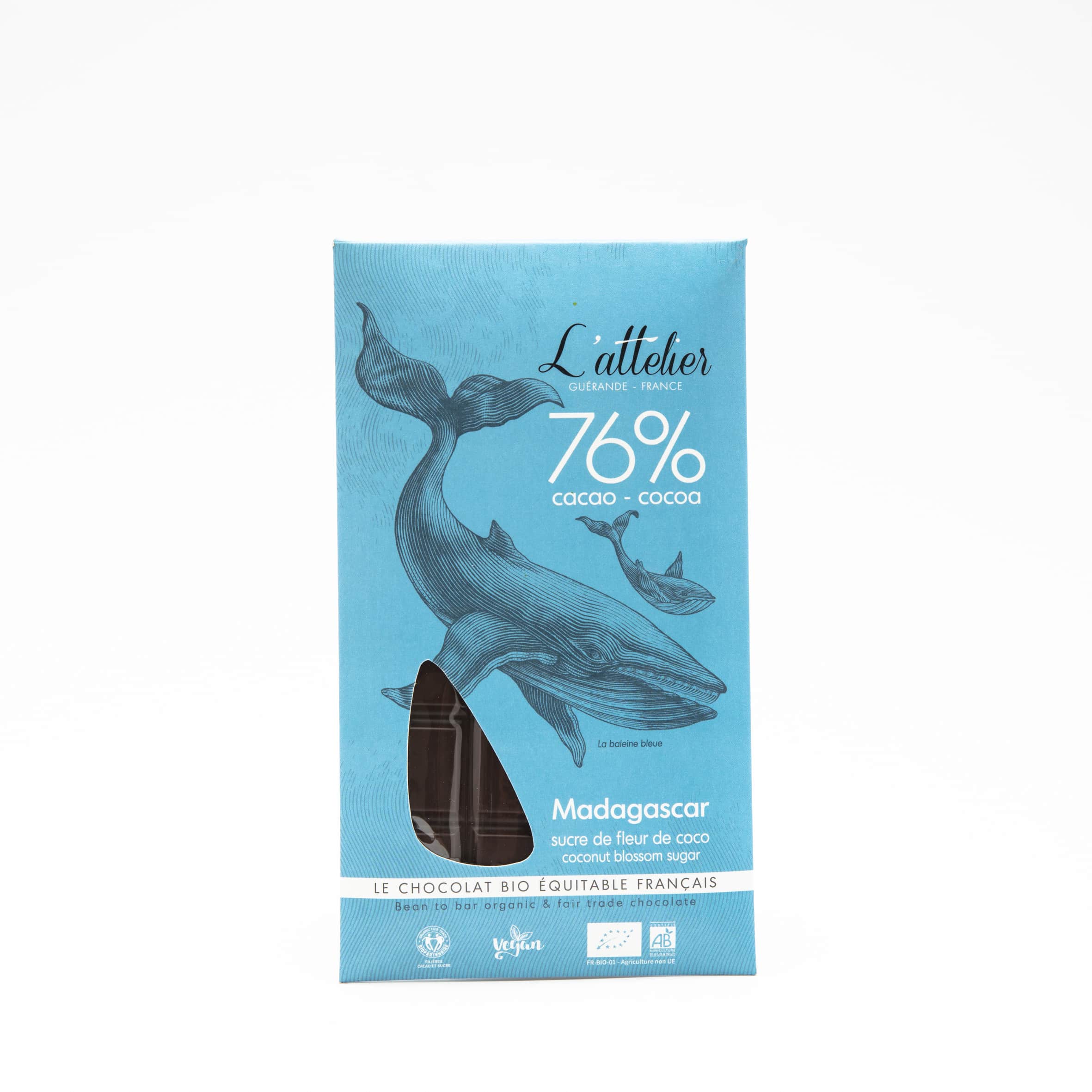 Tablette Chocolat Noir Sucre Fleur Coco 76% origine Madagascar 75g Bean to Bar