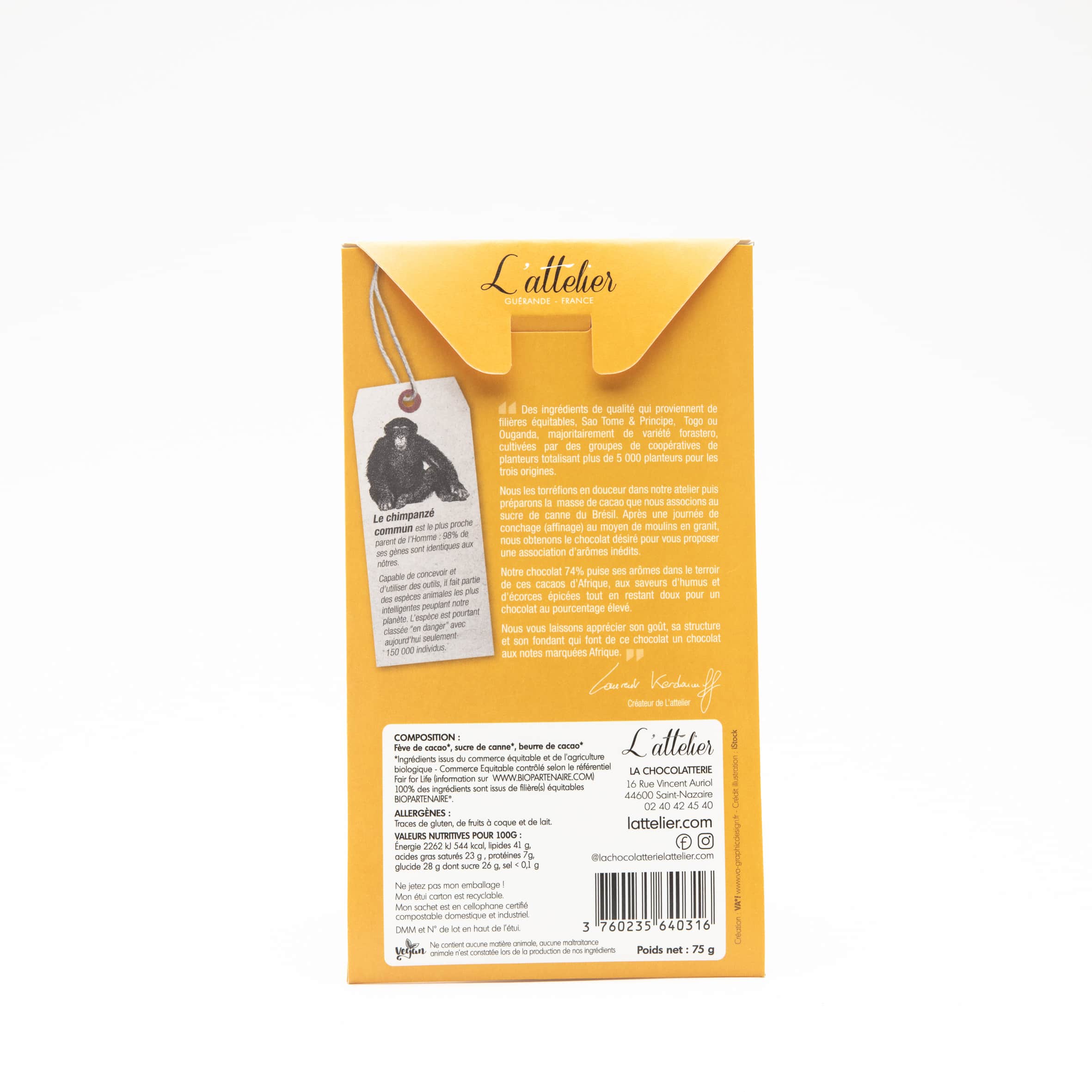 Tablette Noir 74% 75g Bean to bar