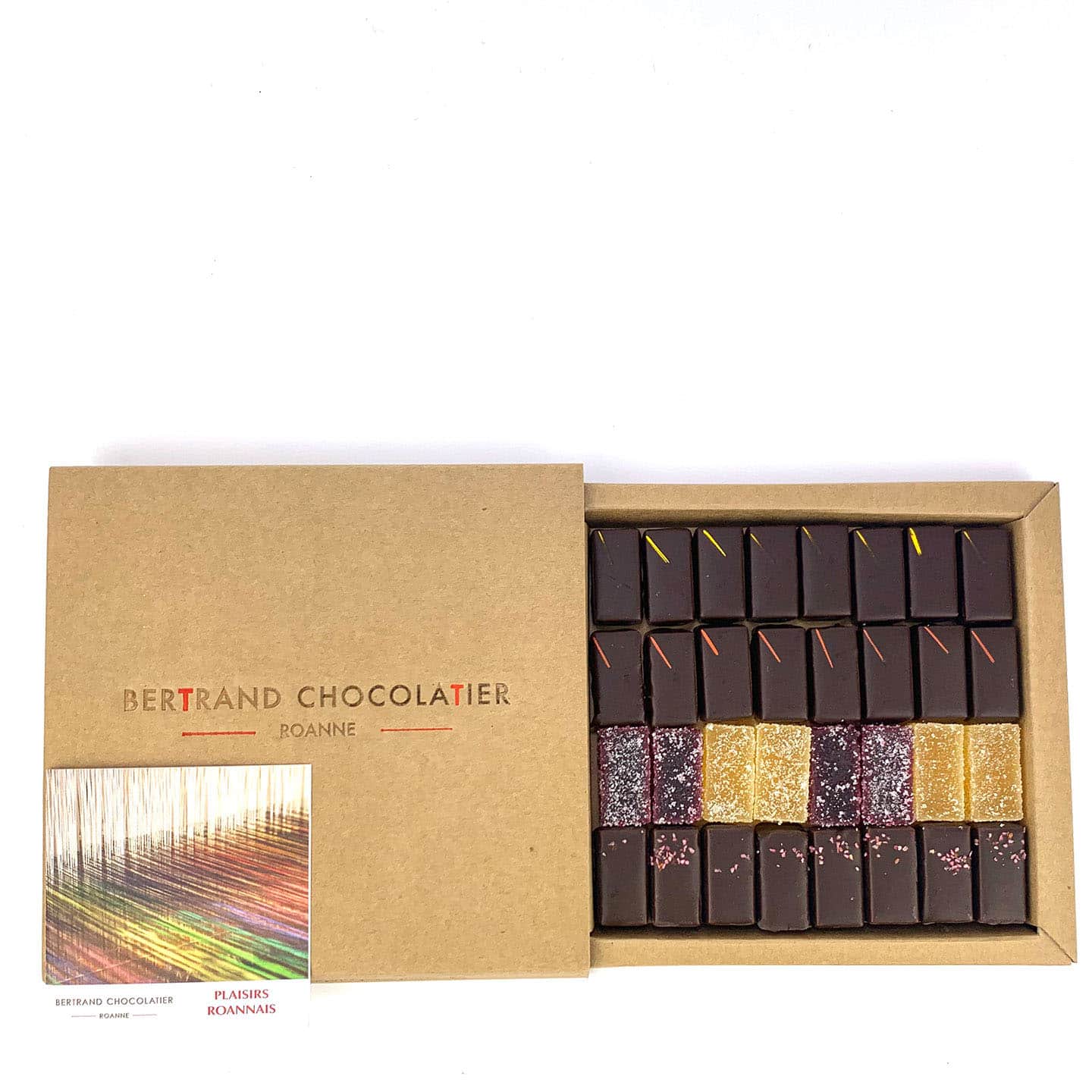 Assortiments Chocolats Ganaches, Pralinés et Pâtes de Fruits 256g - 32 pièces Plaisirs Roannais