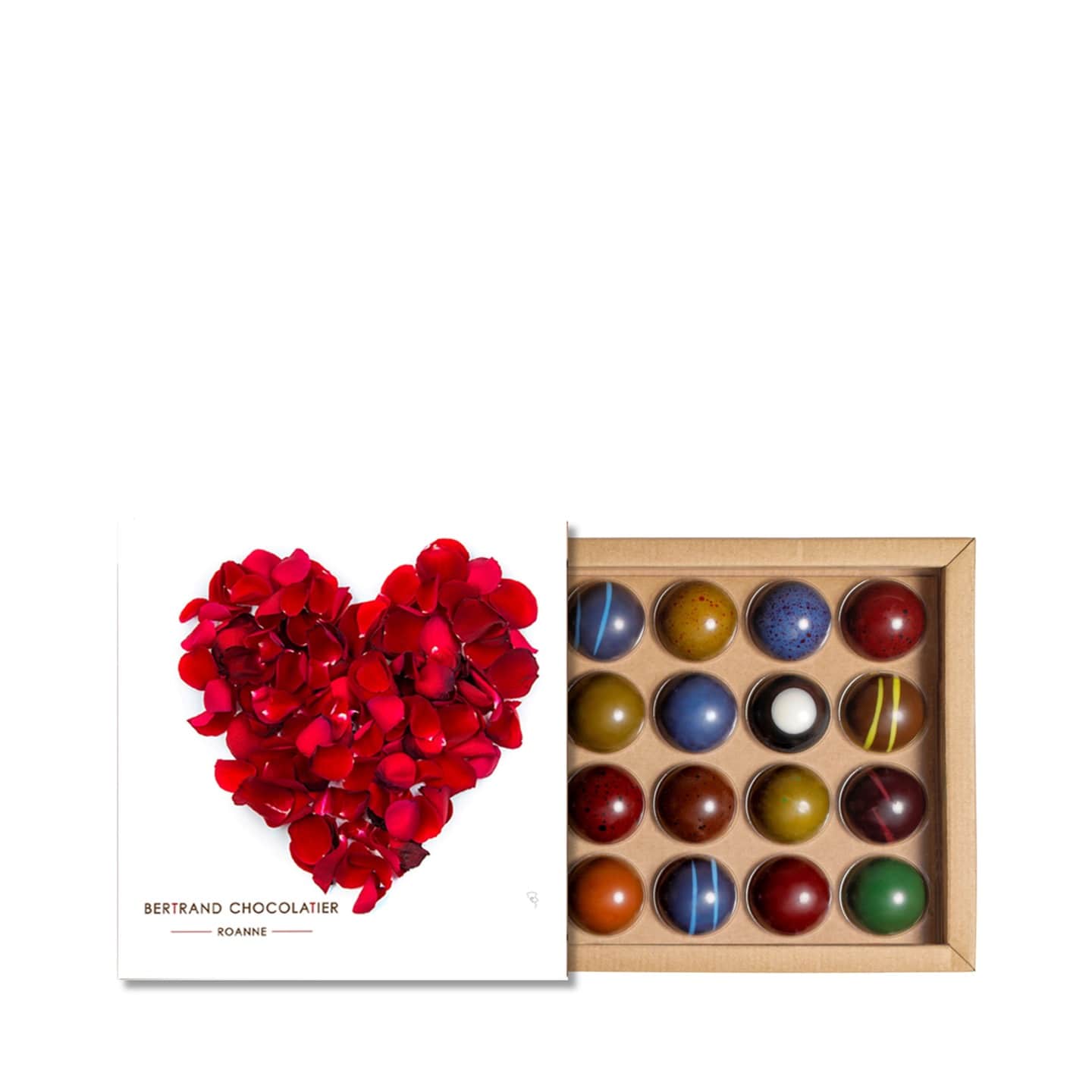 Assortiment Dômes Chocolats Noir et Lait St Valentin 250g - 16 pièces Dôme Coeur