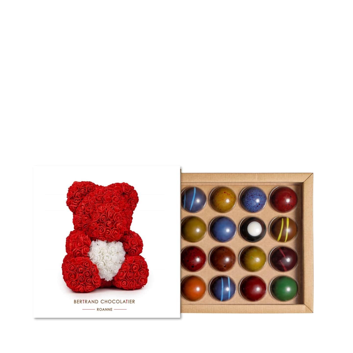 Assortiment Dômes Chocolats Noir et Lait St Valentin 250g - 16 pièces Dôme Ourson