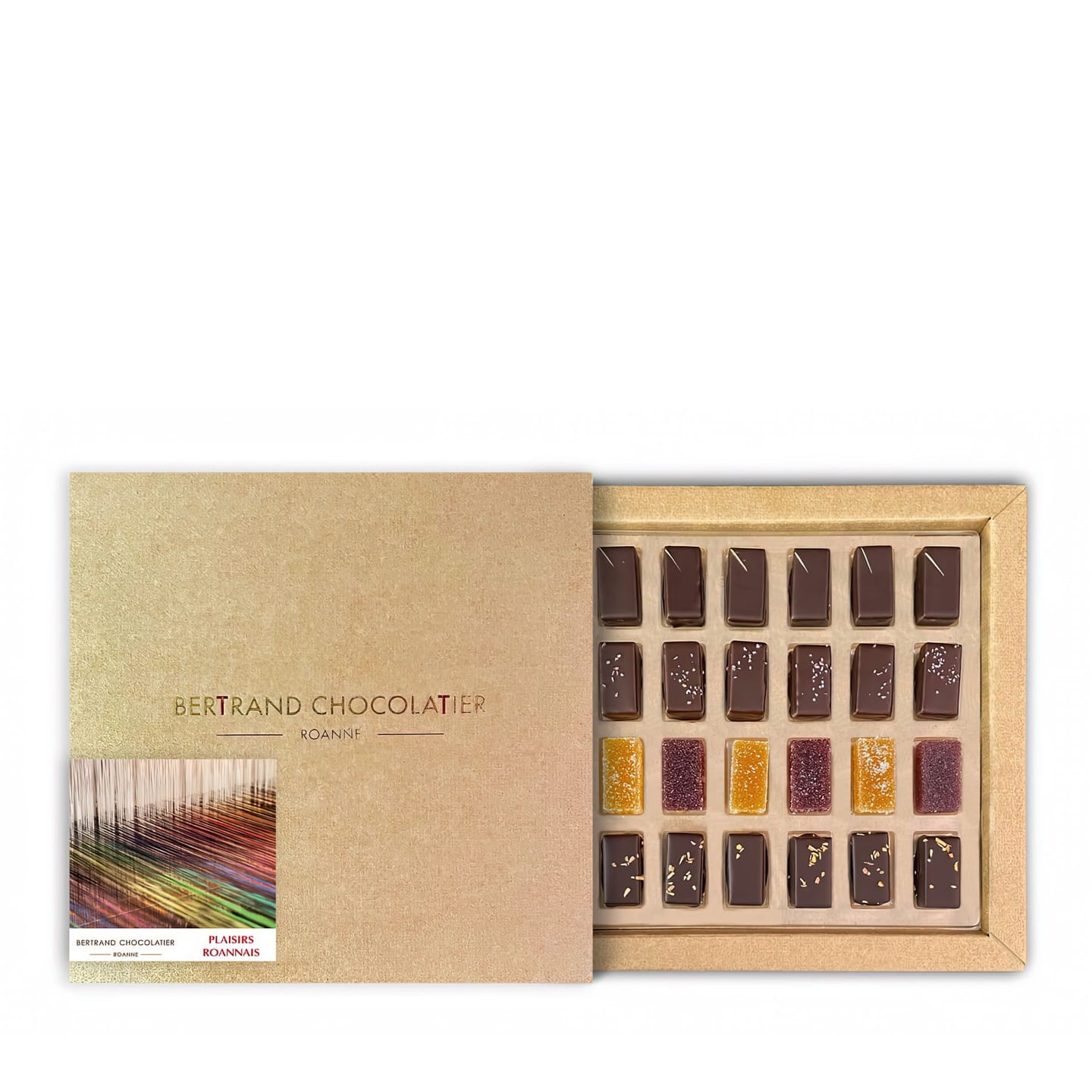 Assortiments Chocolats Ganaches, Pralinés et Pâtes de Fruits 192g - 24 pièces Plaisirs Roannais