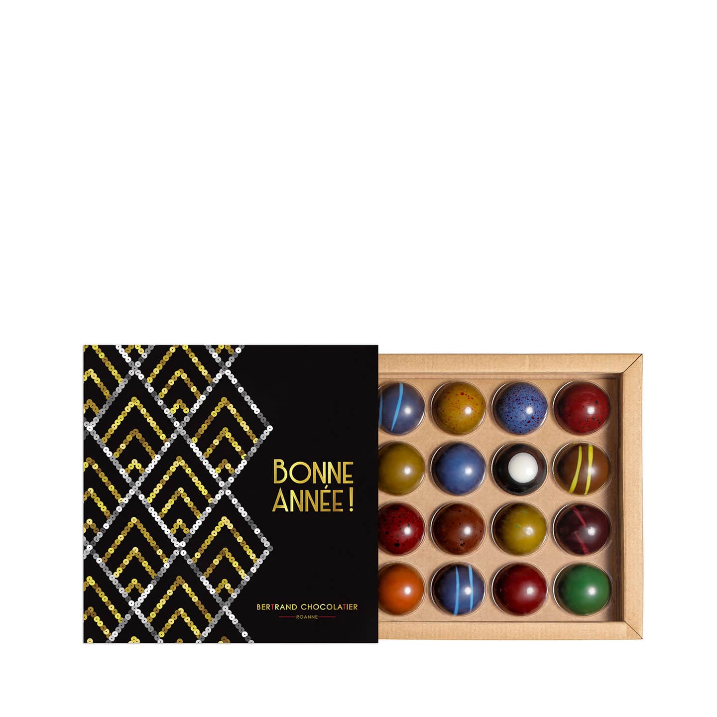 Assortiment Dômes Chocolats Noir et Lait Bonne Année 145g - 16 pièces Dôme - Noir