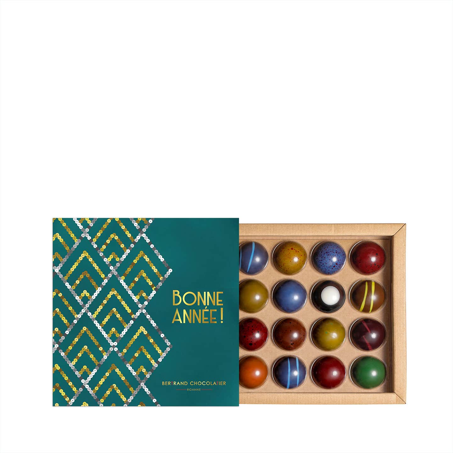 Assortiment Dômes Chocolats Noir et Lait Bonne Année 145g - 16 pièces Dôme - Vert