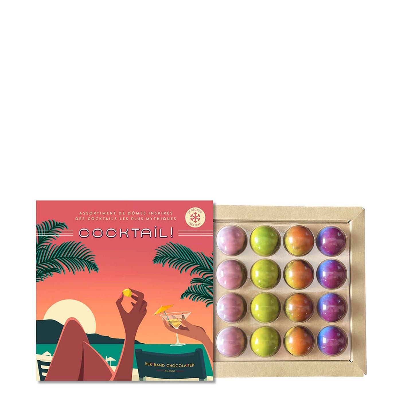 Assortiment Dômes Chocolats Noir et Lait Coktail 160g - 16 pièces Dôme