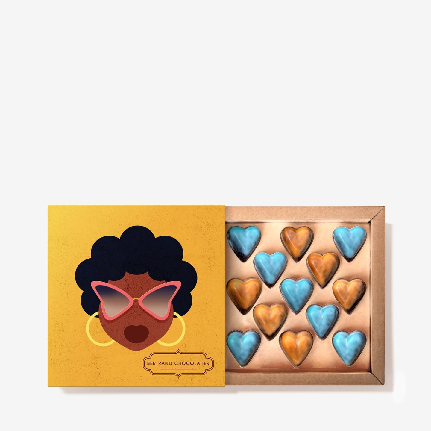 Assortiment Coeurs Chocolat Fête des Mères 145g - 13 pièces Maman Cool Jaune