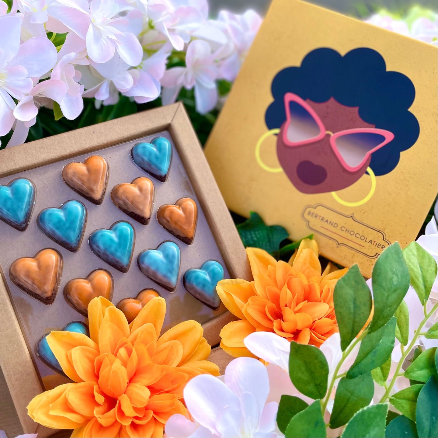 Assortiment Coeurs Chocolat Fête des Mères 145g - 13 pièces Maman Cool Jaune