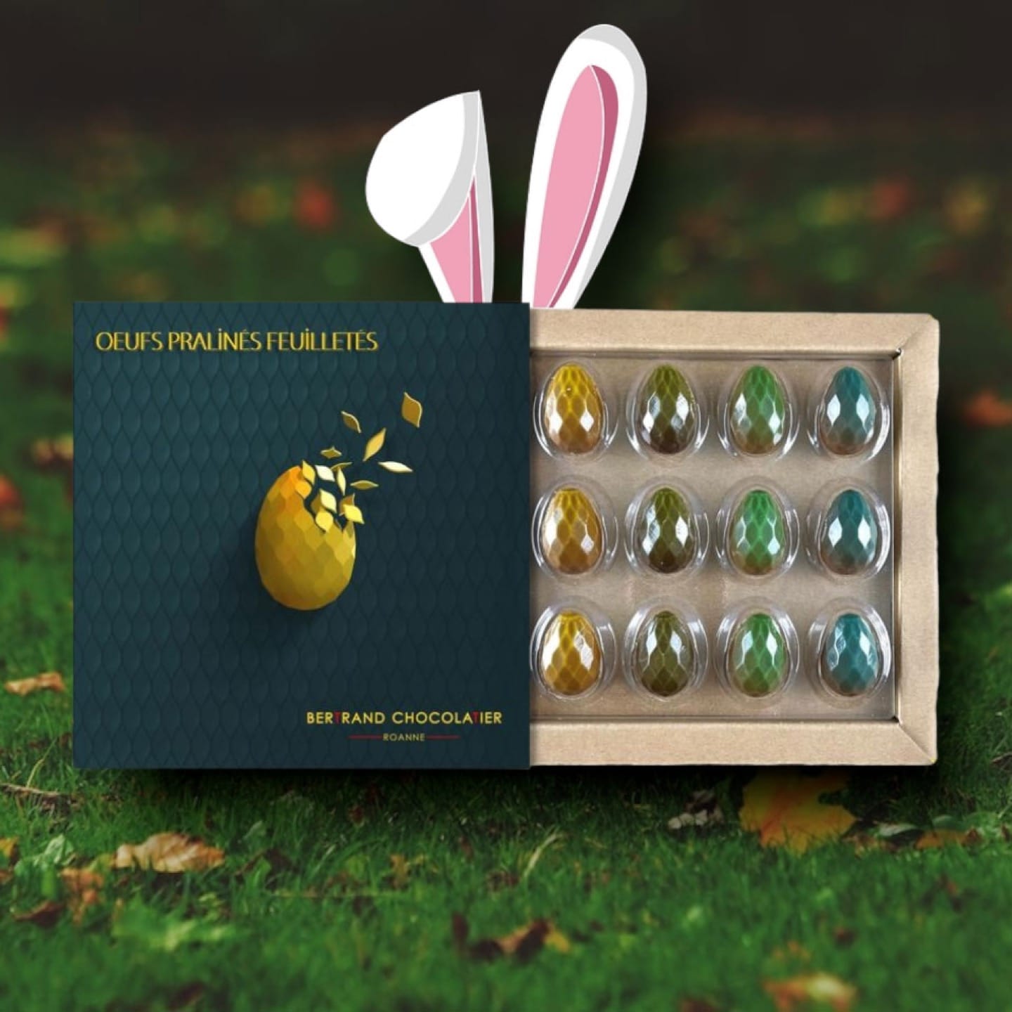 Coffret Oeufs Praliné Chocolat Pâques 95g - 16 pièces