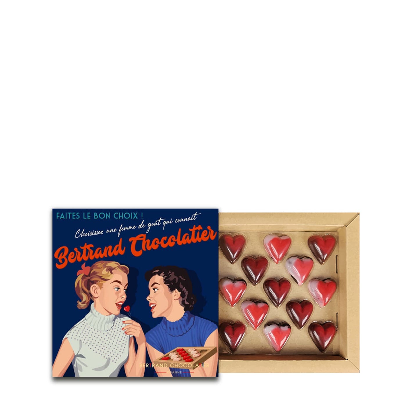 Coeurs Ganaches & Pralinés Chocolat Saint Valentin 130g - 13 pièces Bleu Foncé