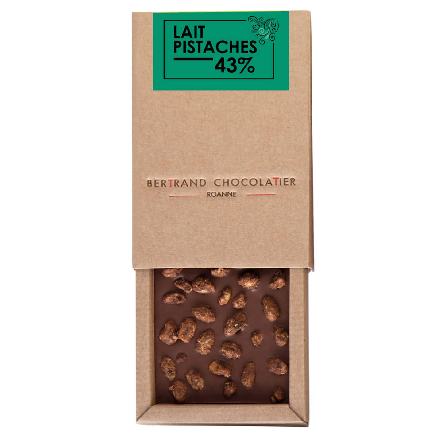 Tablette chocolat Lait Pistache 43% 100g