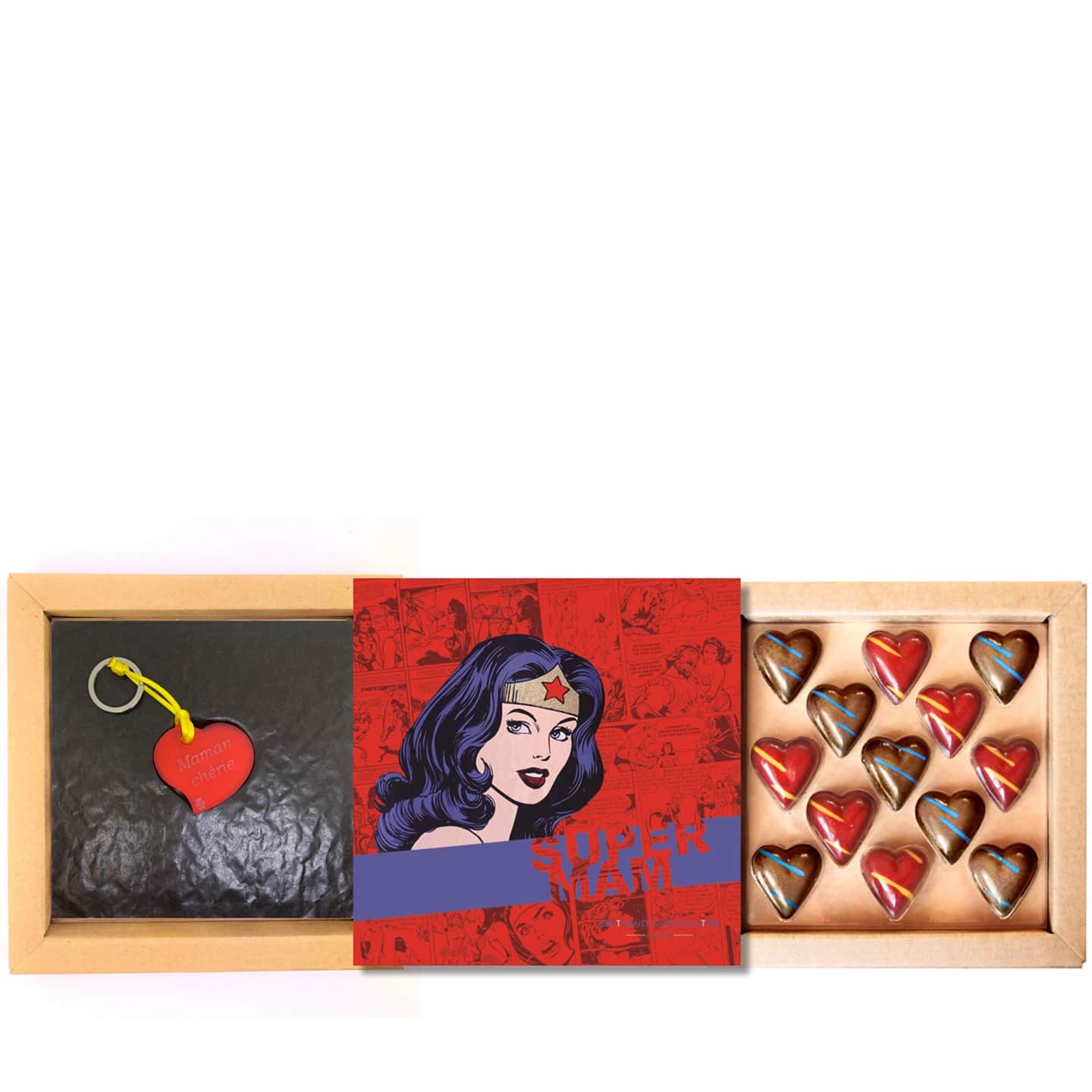 Assortiment Coeurs Chocolat Noir et Lait + bijou