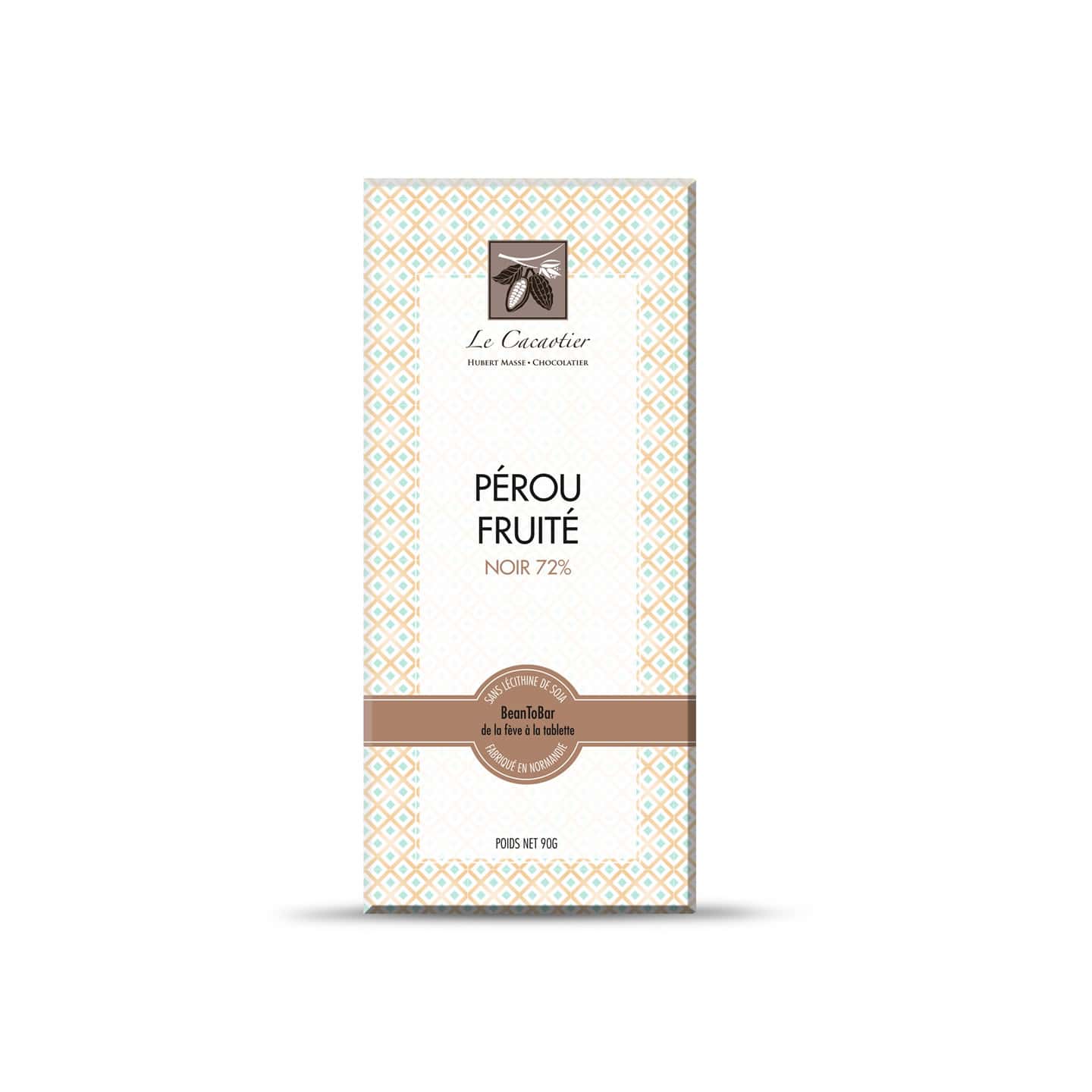 Tablette Chocolat Noir 72% Grand Cru origine Pérou 90g Bean to Bar