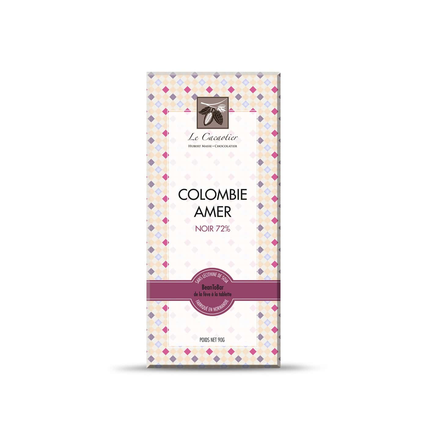 Tablette Chocolat Noir 72% Grand Cru origine Colombie 90g Bean to Bar