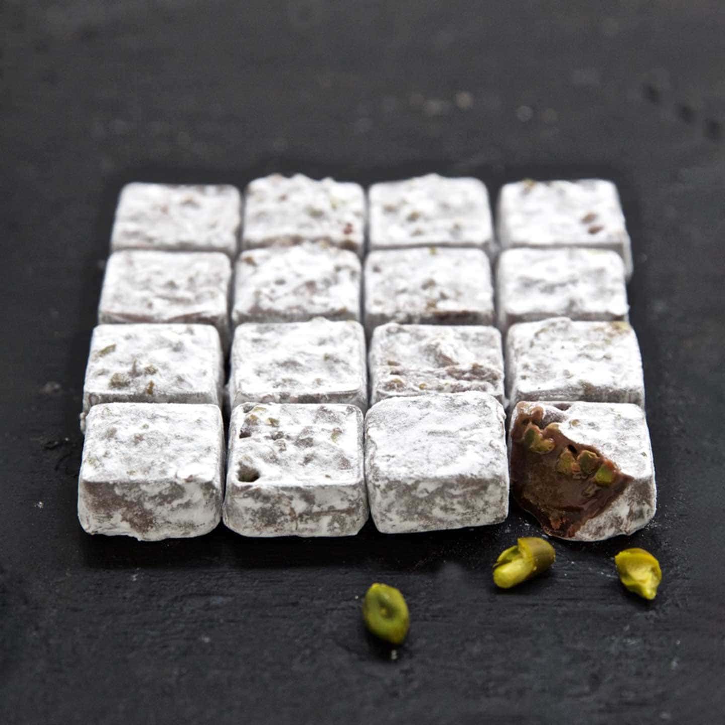 Ganache Chocolat Noir Gianduja Pistache 145g - 16 pièces Pavé