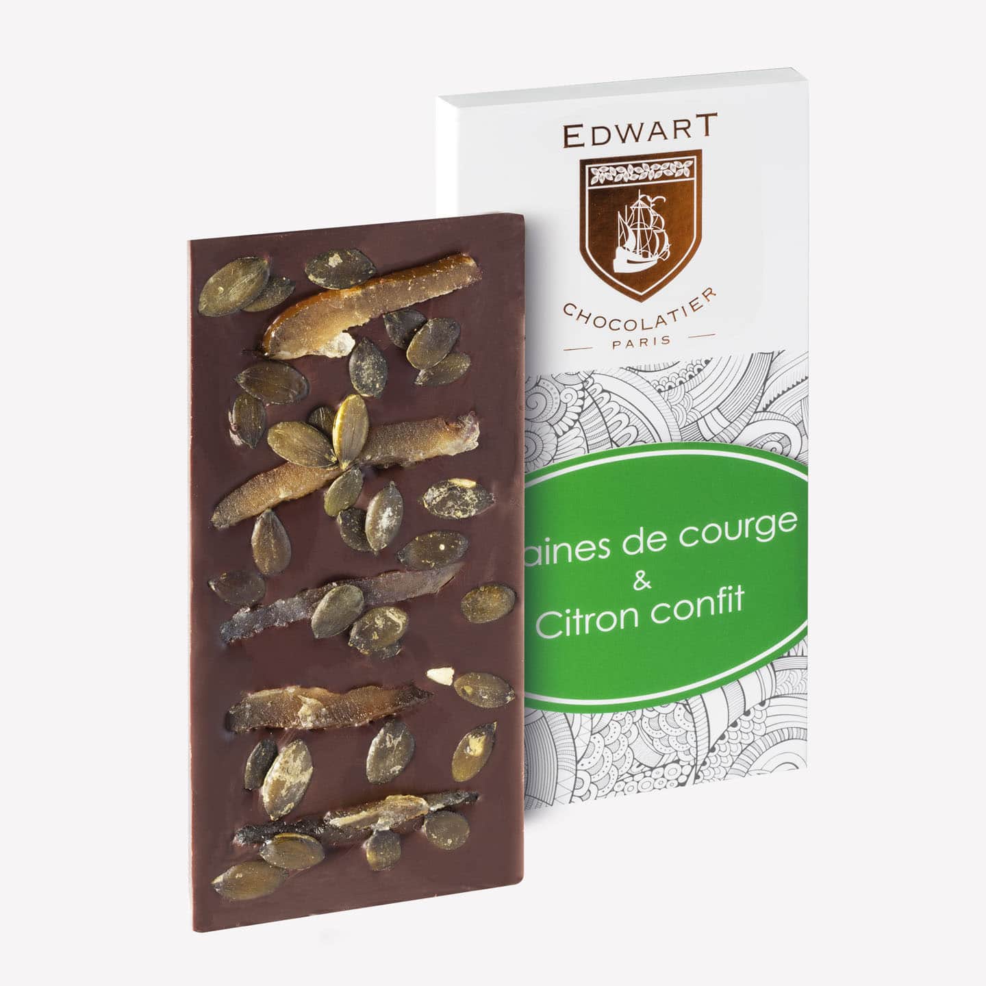 Tablette Chocolat Noir Graines de Courge Citron 70% 100g