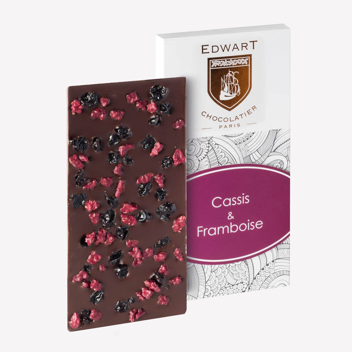 Tablette Chocolat Noir Cassis Framboise 70% 80g
