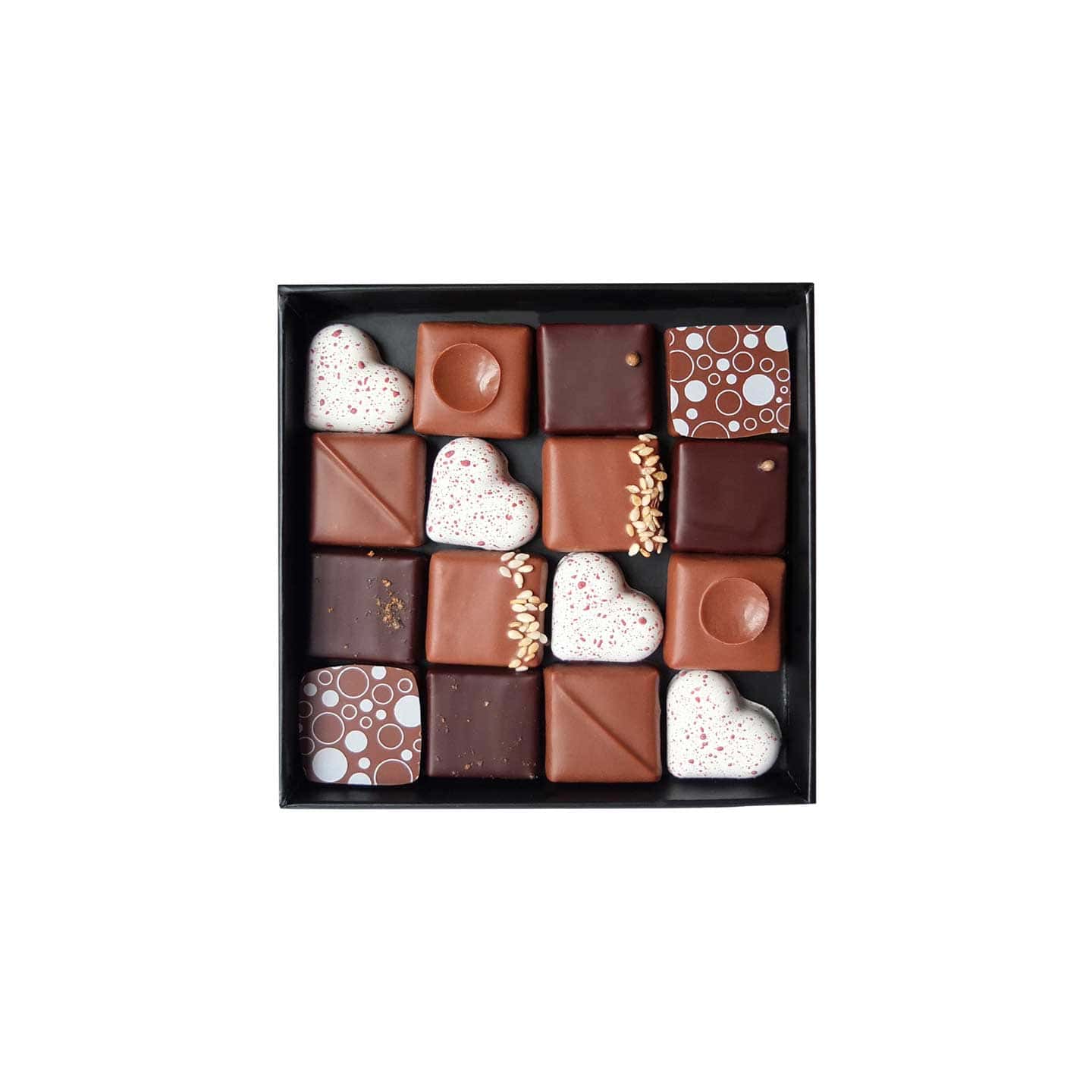 Assortiment Chocolats Noir et Lait Saint Valentin 80g - 16 pièces L'Attrape Coeurs