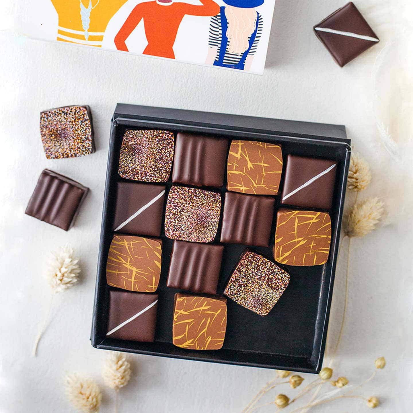 Assortiment Chocolats Noir et Lait Fête des Mères 80g Coffret