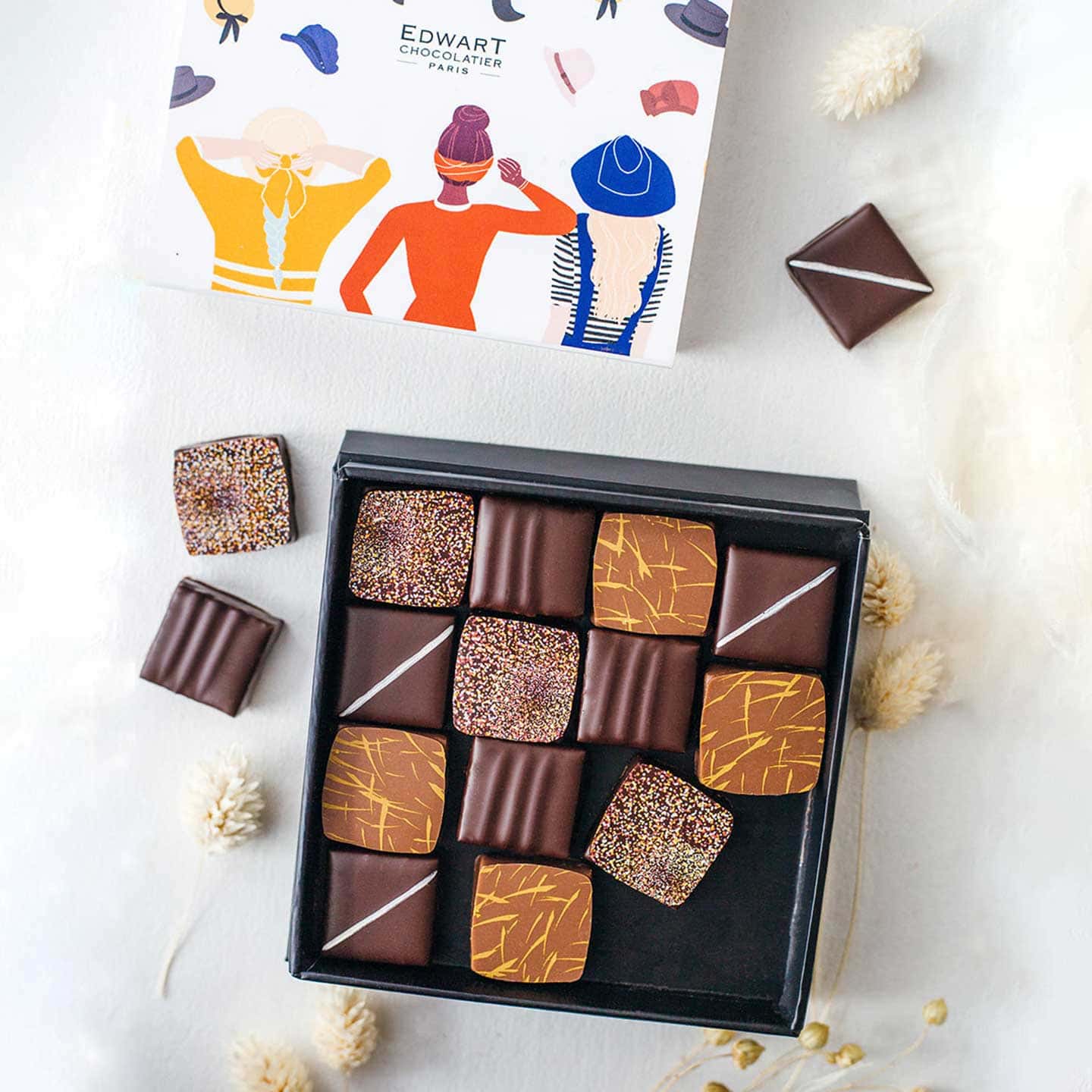 Assortiment Chocolats Noir et Lait Fête des Mères 80g Coffret