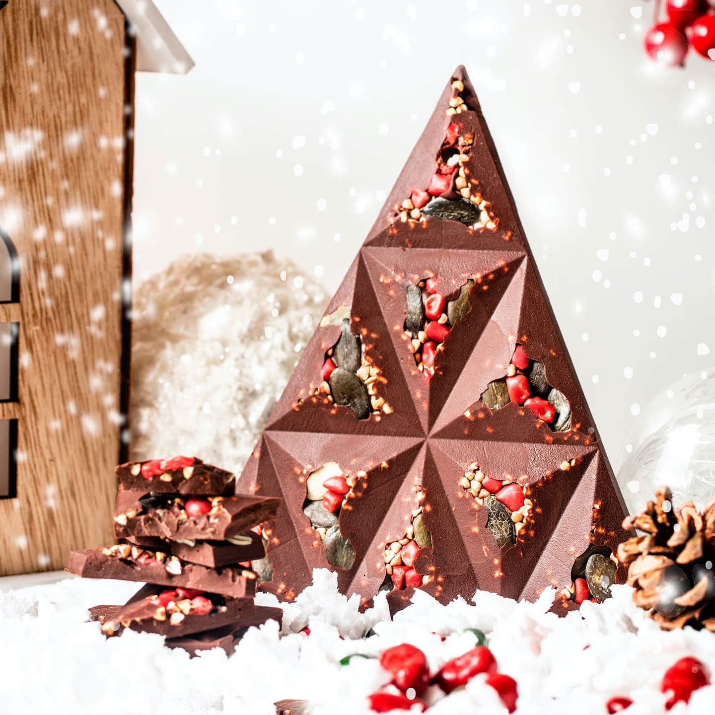 Sapin Chocolat Noir et Amandes Pistaches Chocolat Noël 220g
