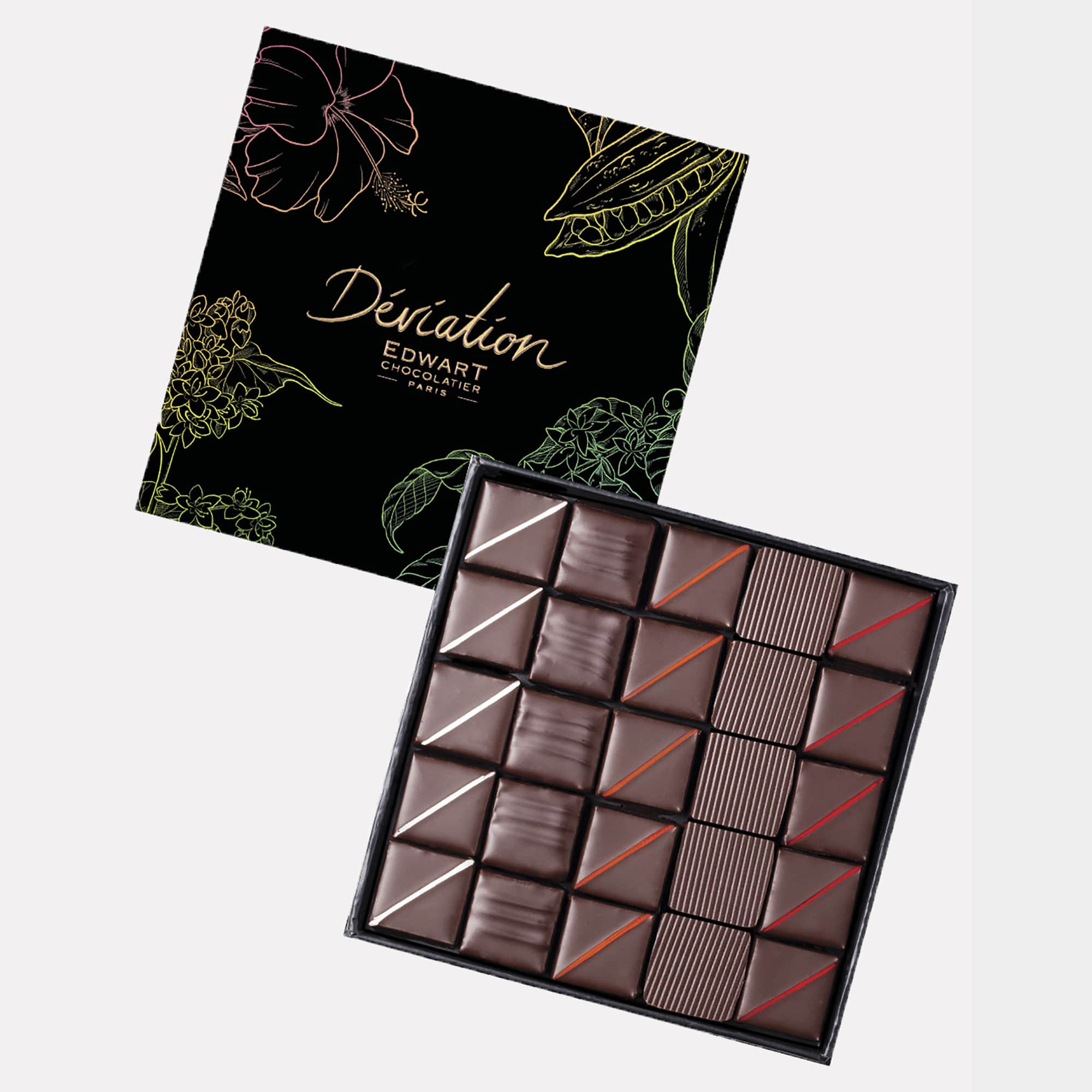 Assortiment Chocolats Noir Vegan 135g - 25 pièces Déviation