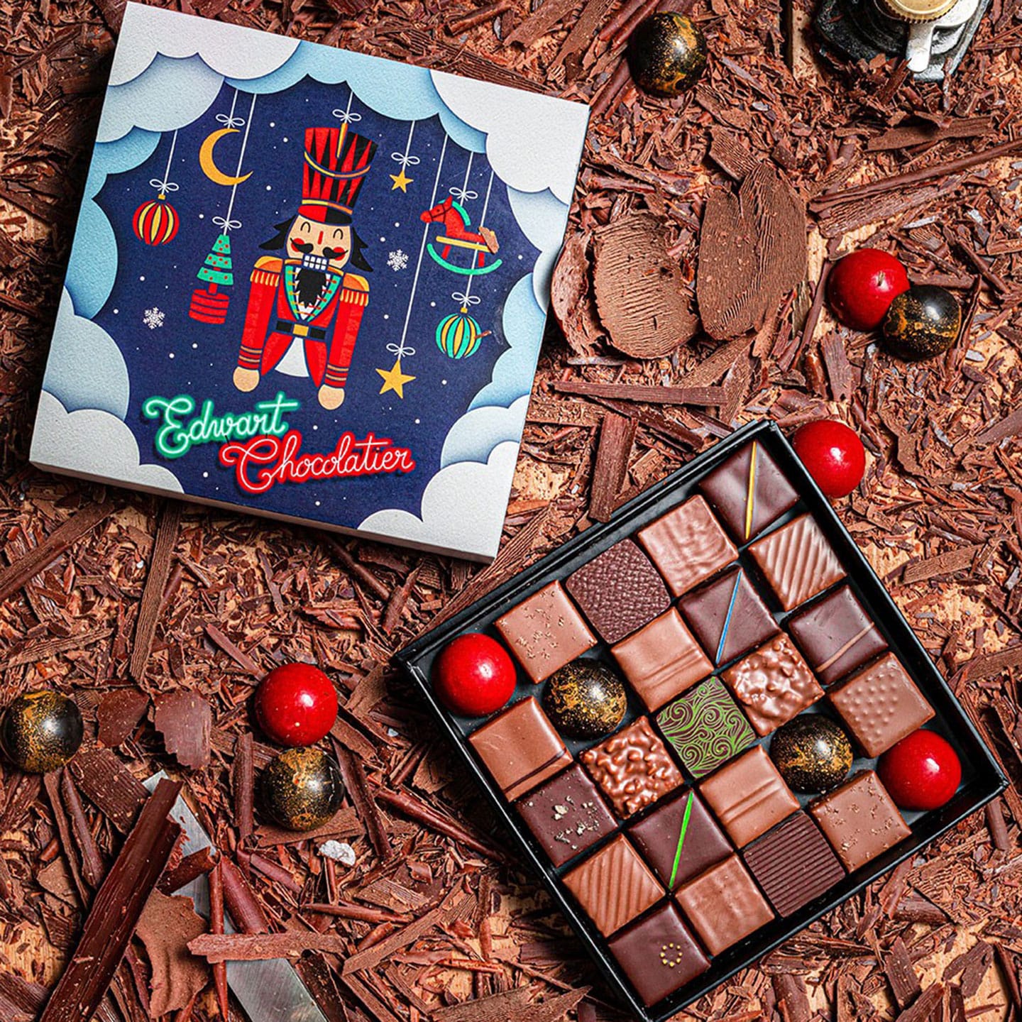 Assortiment Chocolats Noir et Lait Noël 140g - 25 pièces
