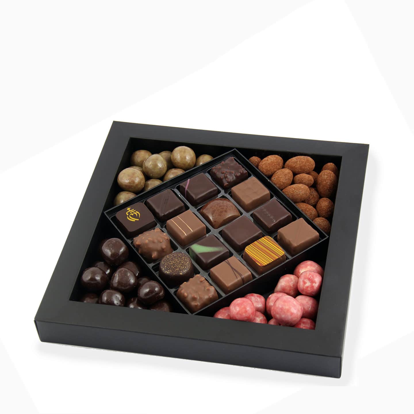 Assortiment Chocolats Noir et Lait et Fruits Secs enrobés Chocolat Noir et Lait 420g