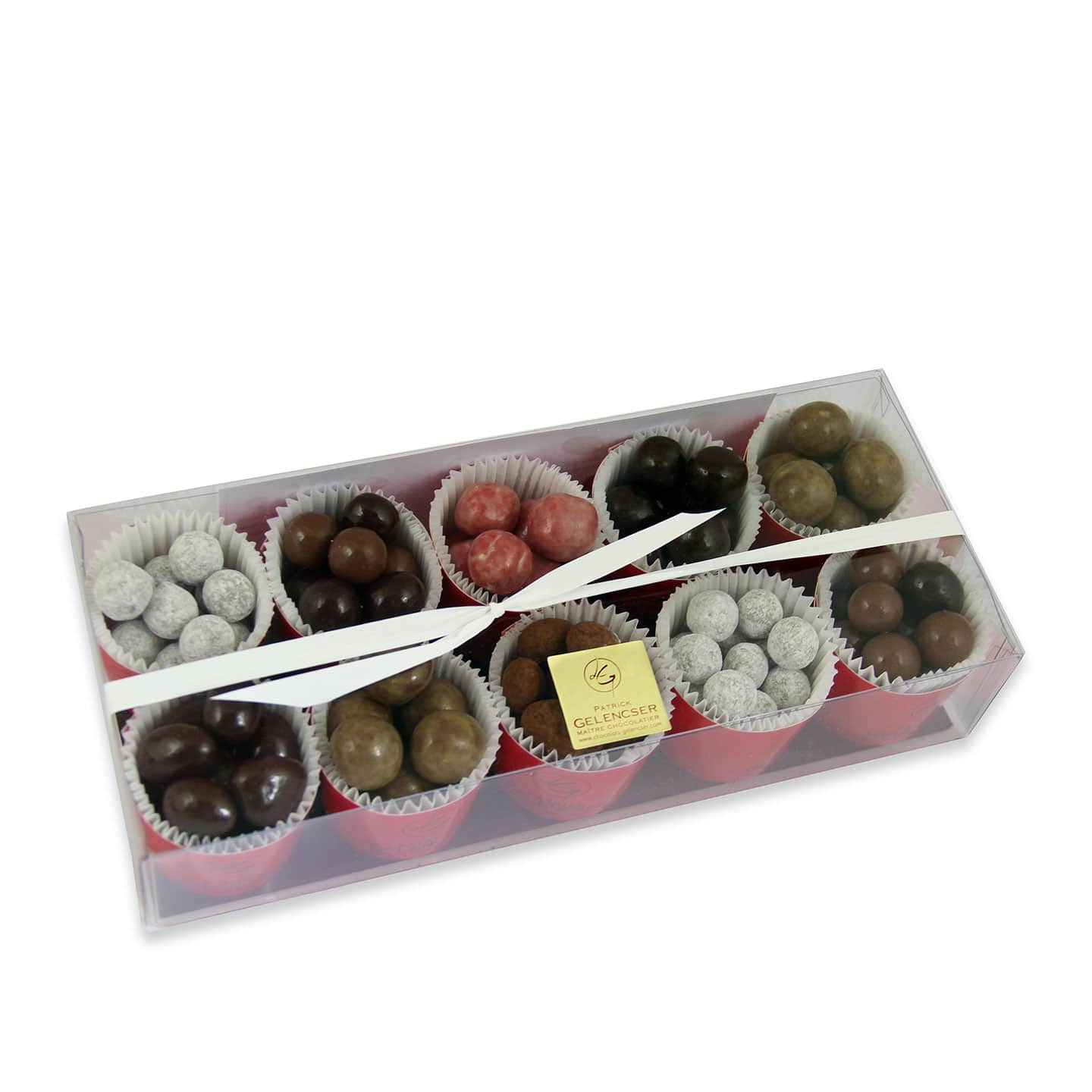 Fruits secs et confits, Caramel enrobés Chocolat Noir, Lait et Blanc 500g