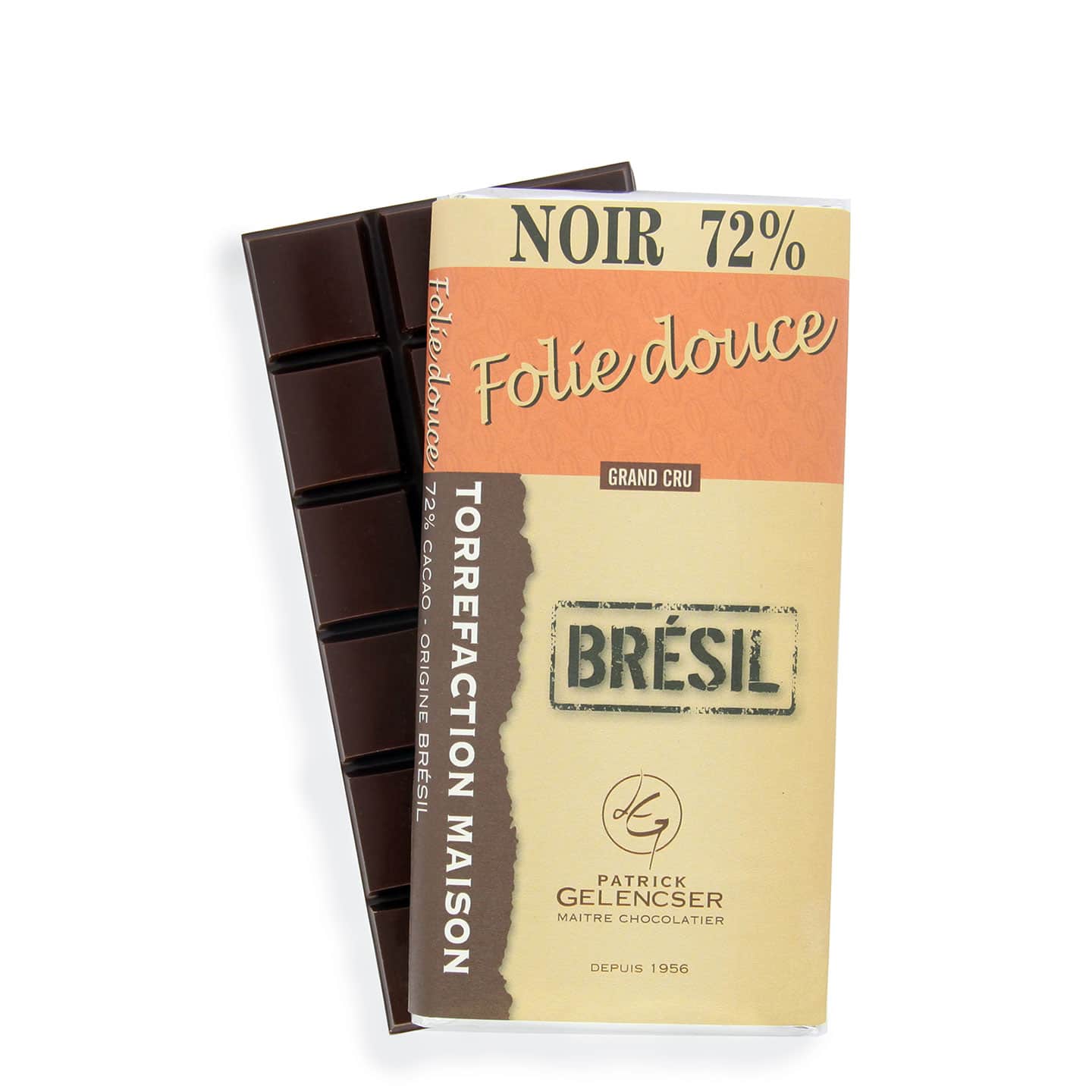 Tablette Chocolat Noir 72% Grand Cru origine Brésil 100g Folie Douce - Bean to Bar