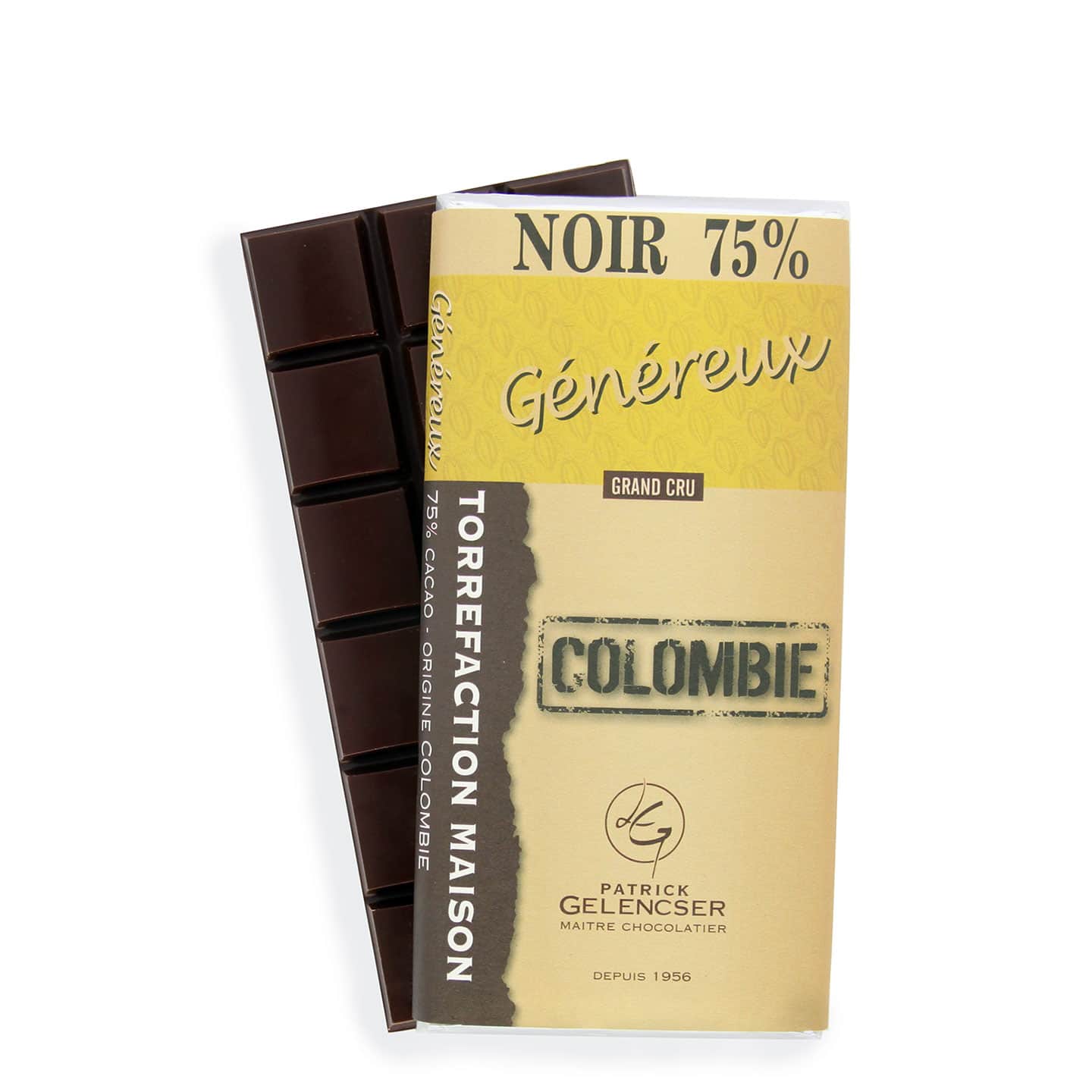 Tablette Chocolat Noir 75% Grand Cru origine Colombie 100g Généreux - Bean to Bar