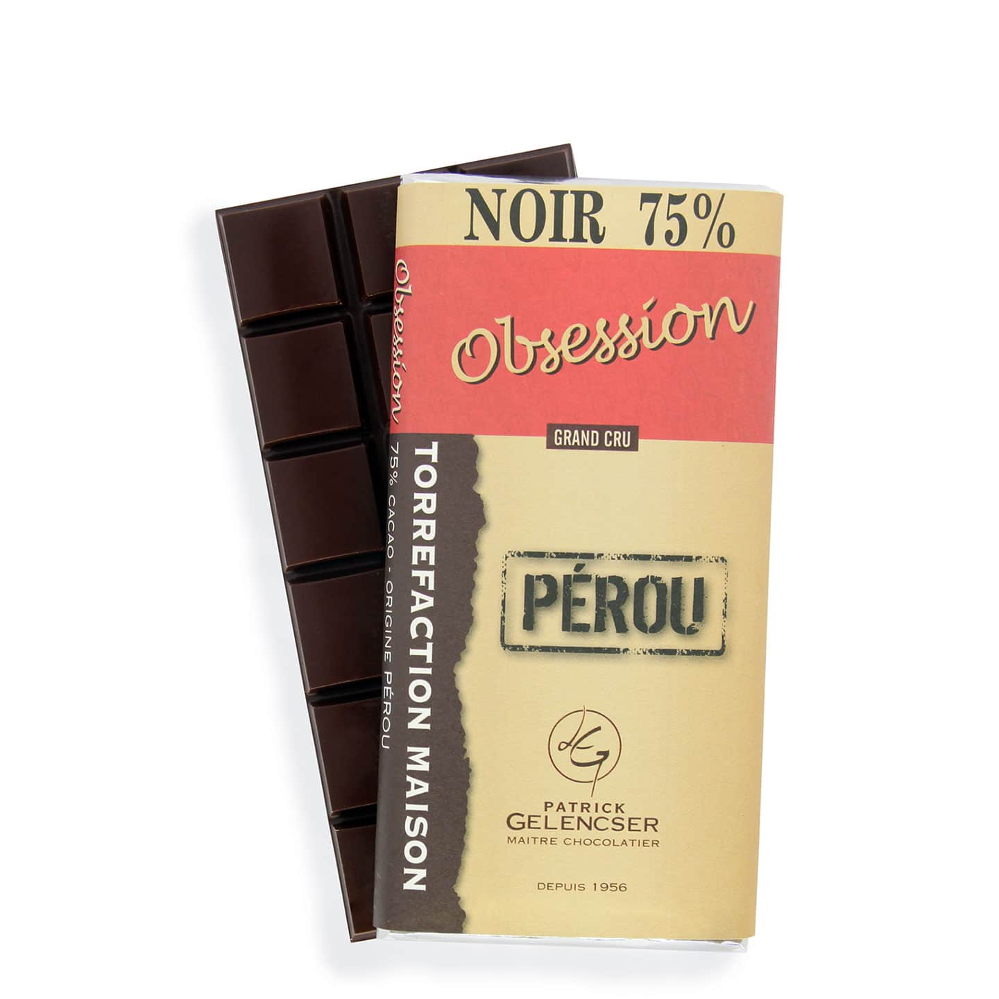 Tablette Chocolat Noir 75% Grand Cru origine Pérou 100g Obsession - Bean to Bar
