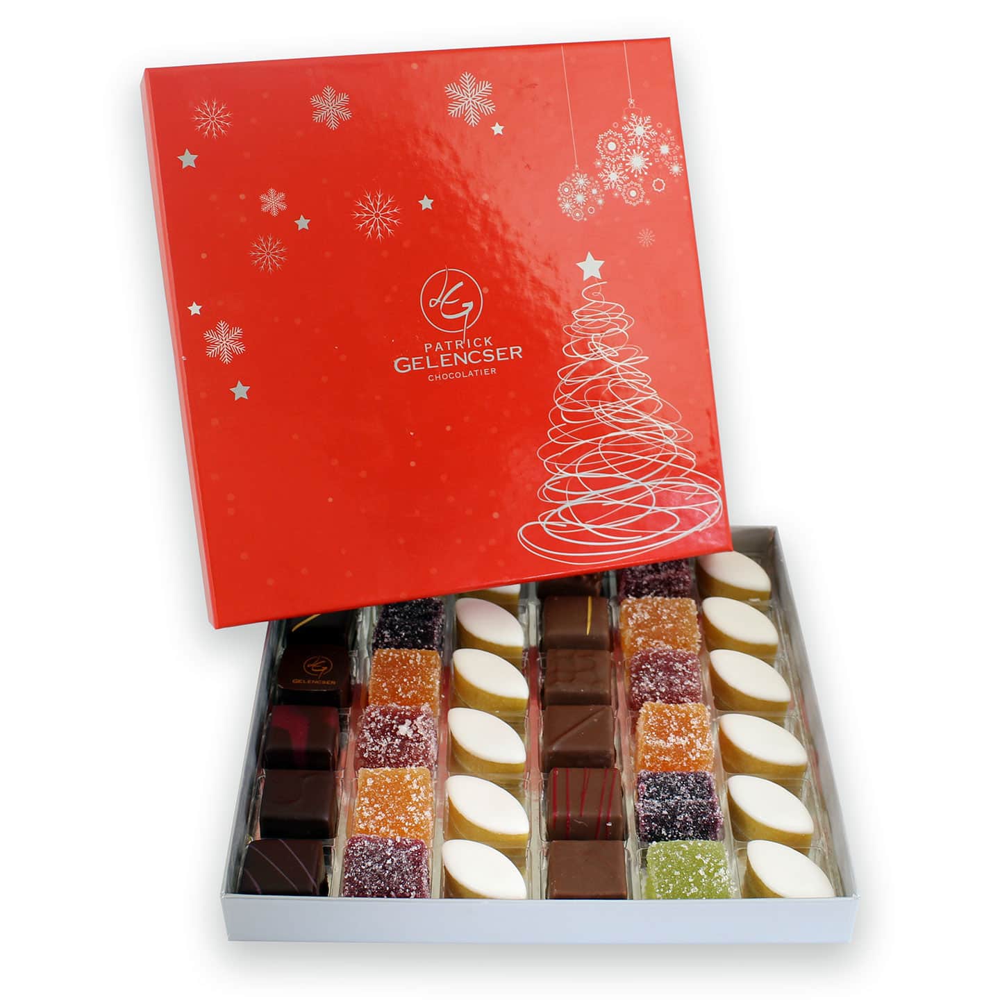 Assortiment Calissons, Pâtes de Fruits, Chocolats Noël 325g - 36 pièces