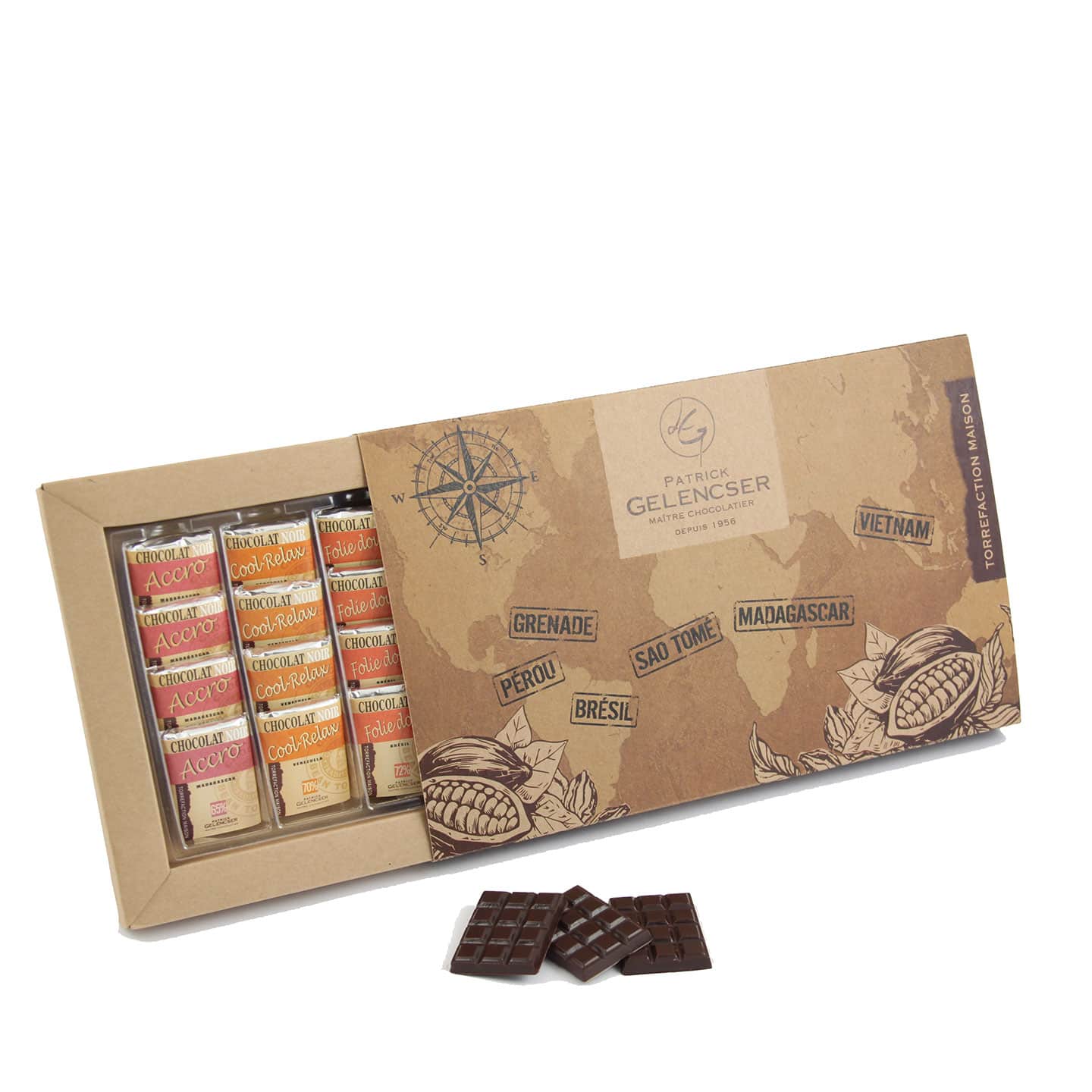 Napolitains Chocolat Noir Origine 120g - 24 pièces Coffret