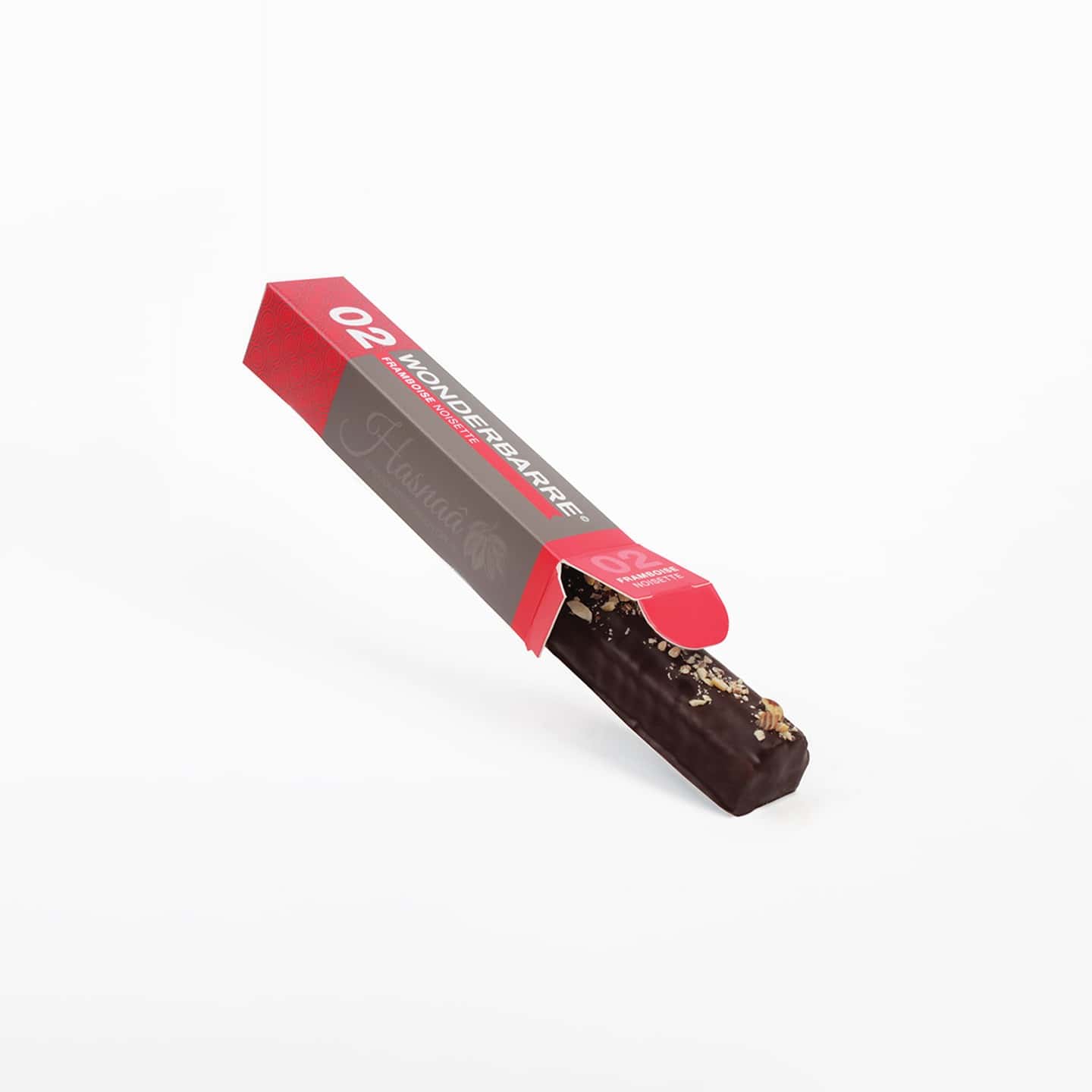 Chocolat Noir, Gianduja et Praliné Noisette, Pâte de Fruit Framboise 50g Wonderbarre ®