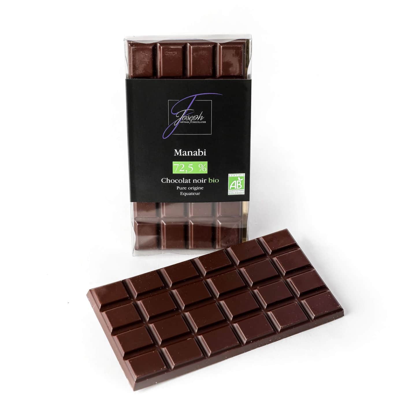 Tablette Chocolat Noir 72% origine Equateur Bio 100g Manabi
