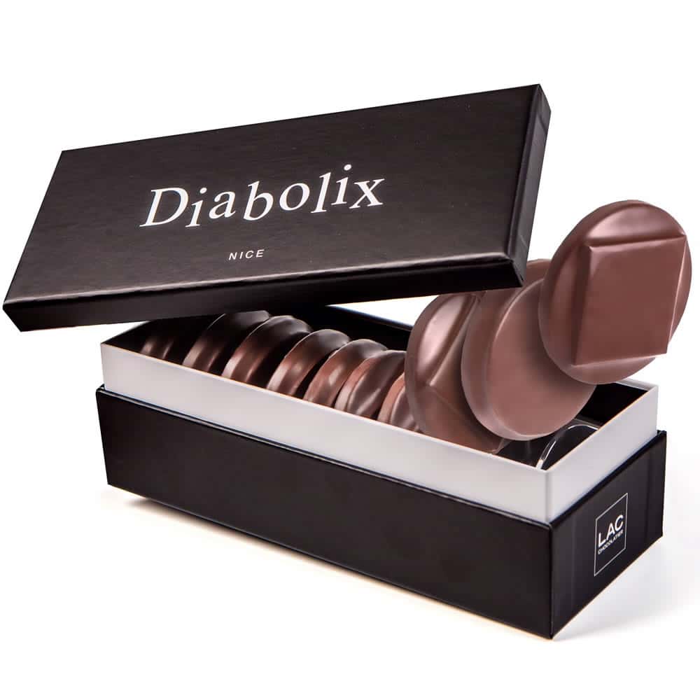 Chocolat Noir, Caramel, Gianduja et Biscuit Linzer 300g Diabolix