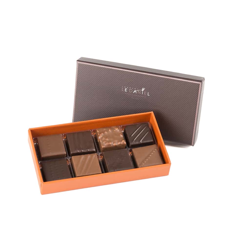 Assortiment Chocolats Pralinés Noir et Lait 80g - 8 pièces