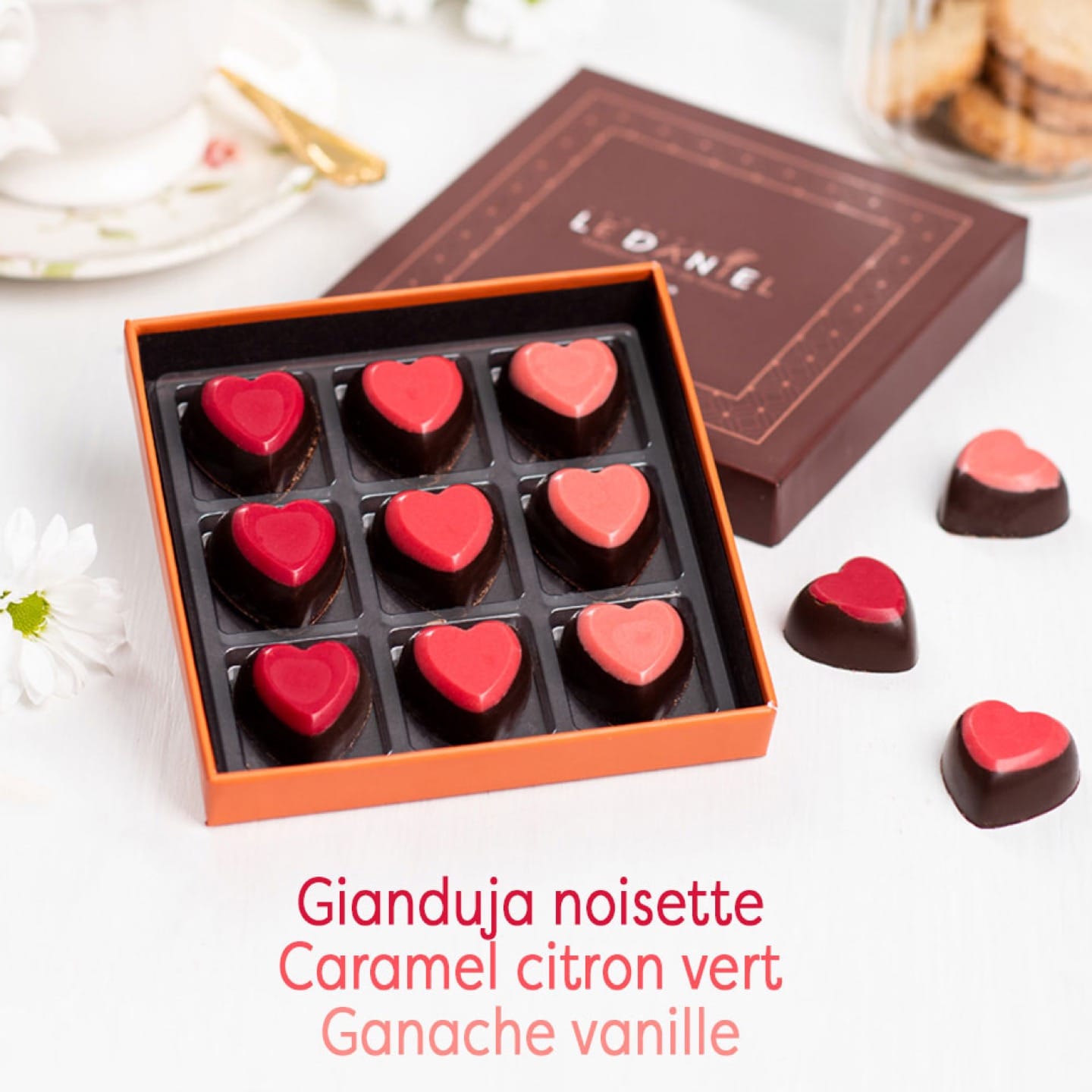 Assortiment Chocolats Noir et Lait Fête des Mères 120g 9 coeurs