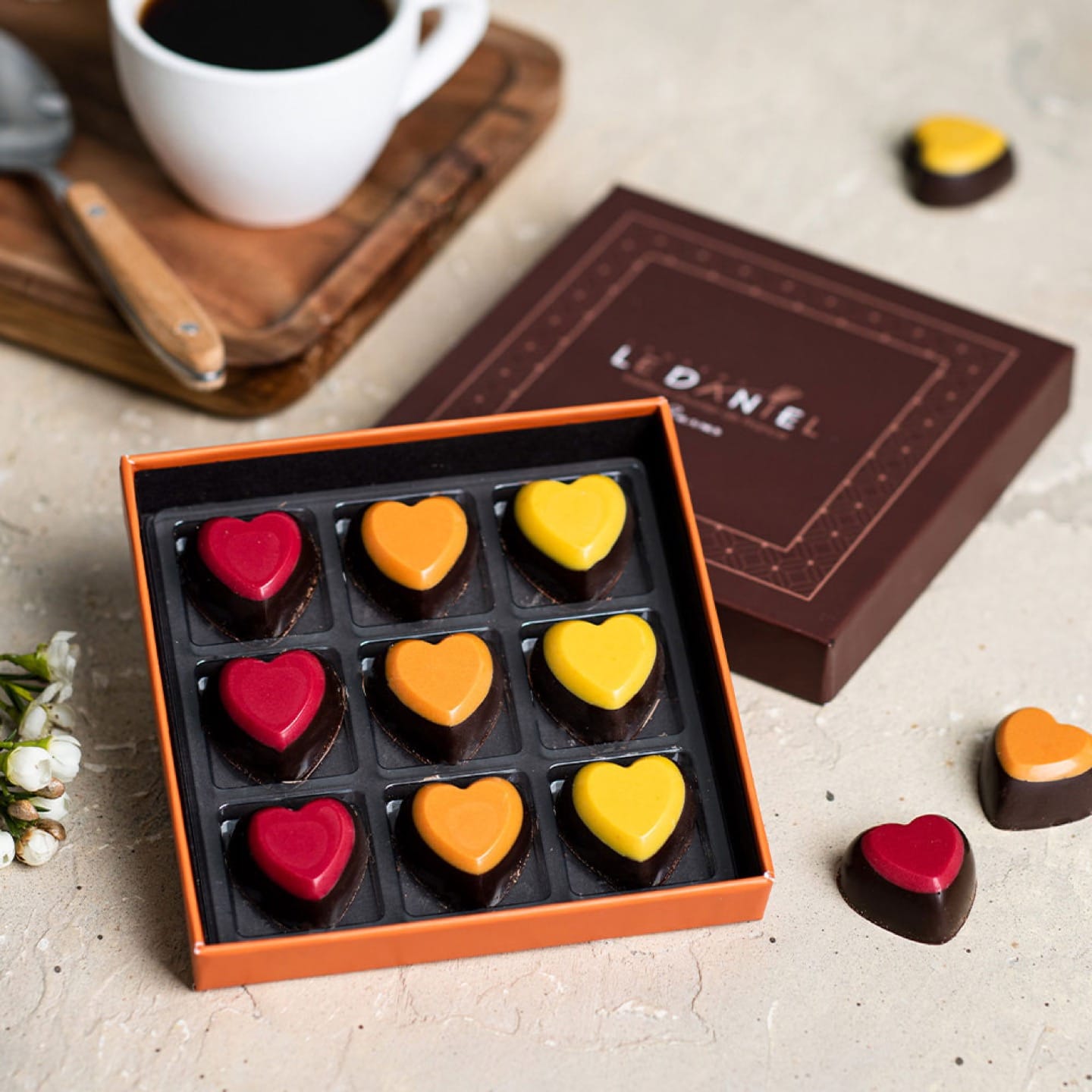Assortiment Chocolats Café Fête des Pères 120g 9 coeurs