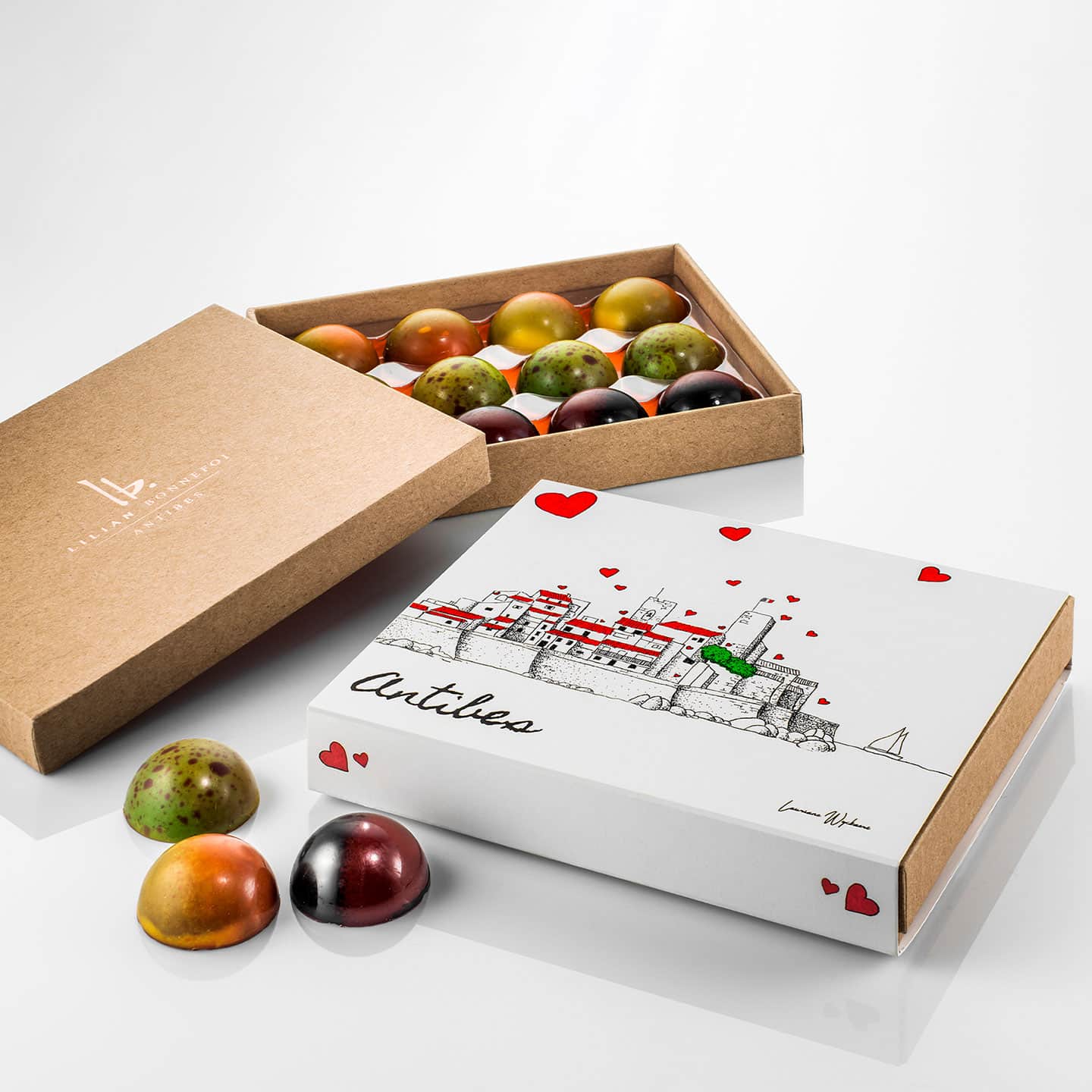 Assortiment Chocolats Noir et Lait Fruits 130g - 12 pièces Antibes