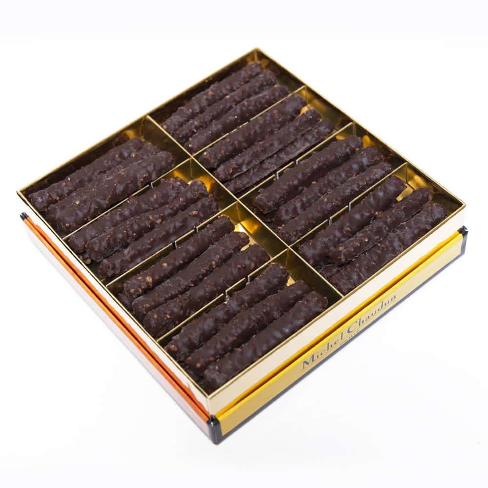 Orangettes Confites enrobées Chocolat Noir Coffret Rubicube 420g