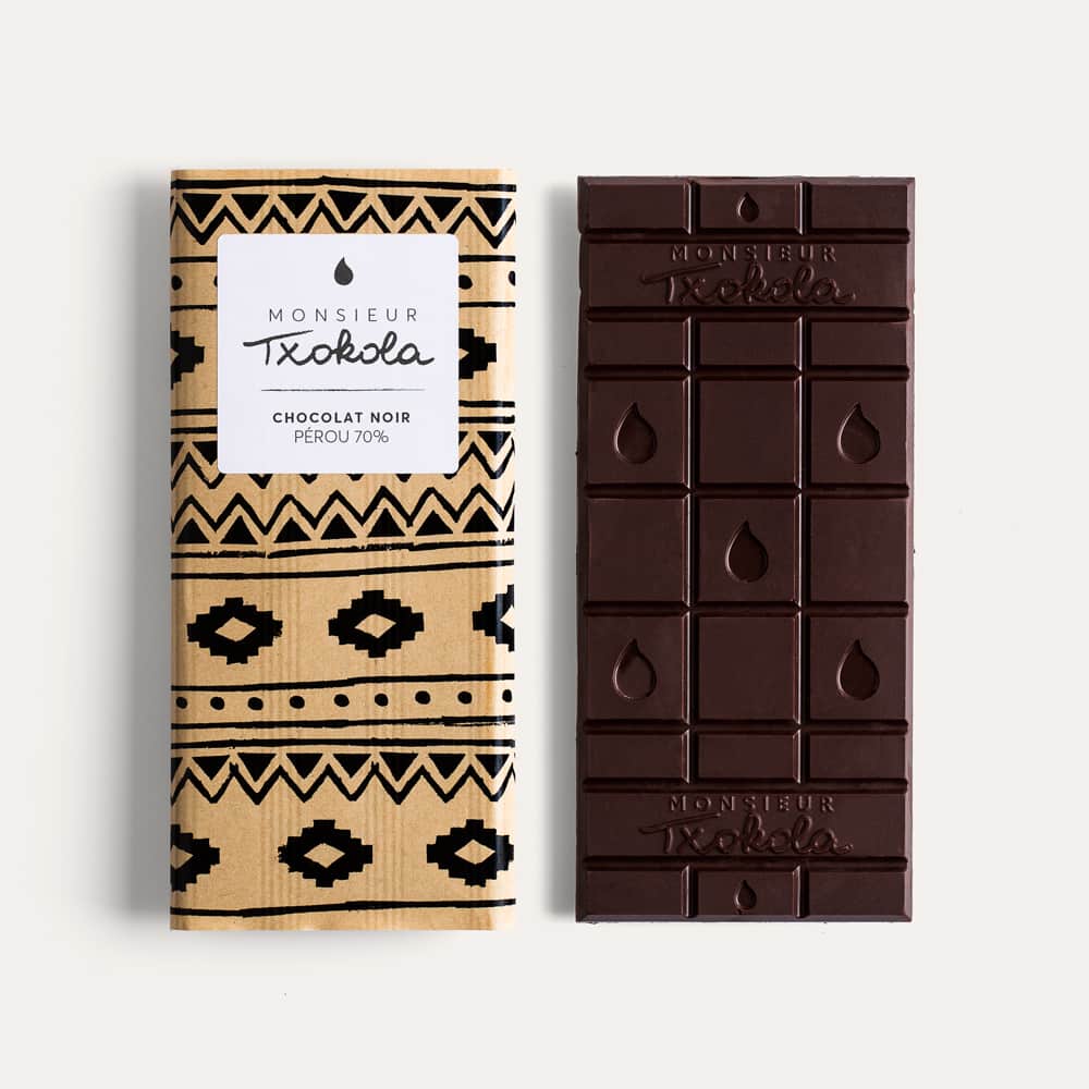 Tablette Chocolat Noir 70% Grand Cru origine Pérou 95g Bean to Bar